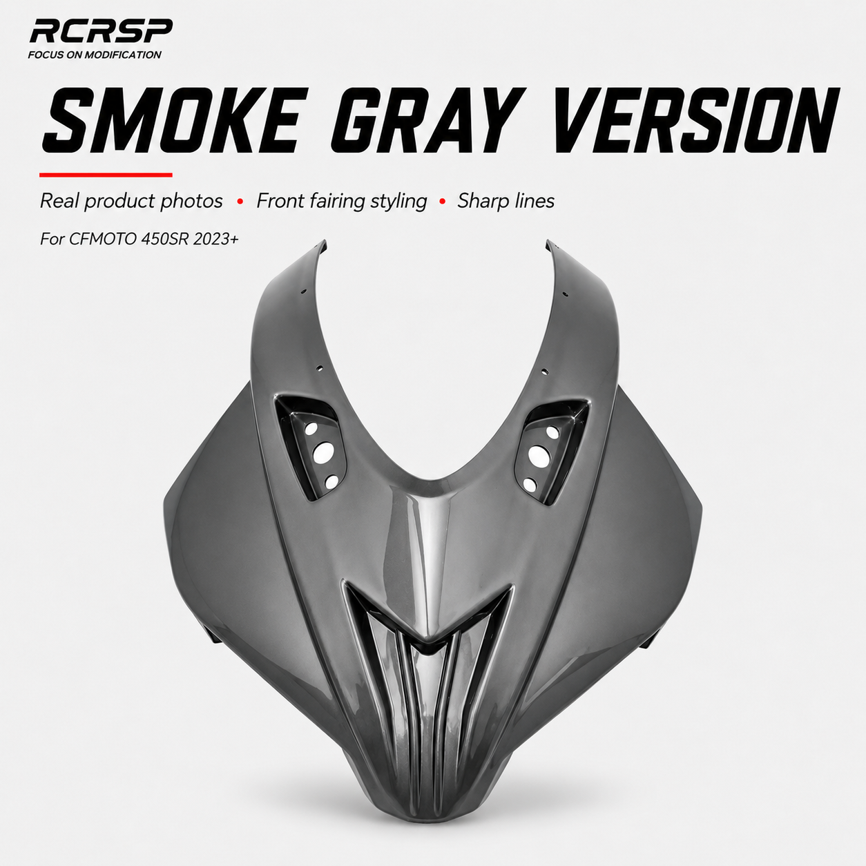 For CFMOTO 450SR 450SRS 2023+ Motorcycle Front Upper Fairing Headlight Cowl Cover with Smoke Windscreen Windshield Body Kit