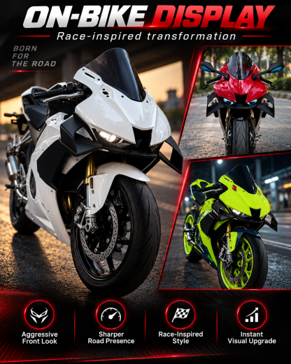 RCRSP For ZX500RR Motorcycle Front Fairing Kit Fireblade Style Tall Racing Windscreen Front Cowl OEM Screws Clips Direct Fit Acc