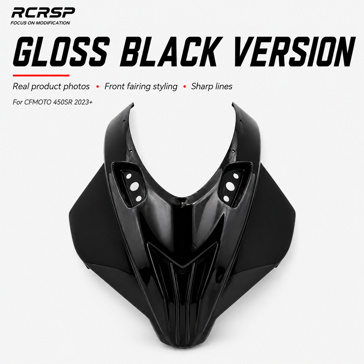 For CFMOTO 450SR 450SRS 2023+ Motorcycle Front Upper Fairing Headlight Cowl Cover with Smoke Windscreen Windshield Body Kit