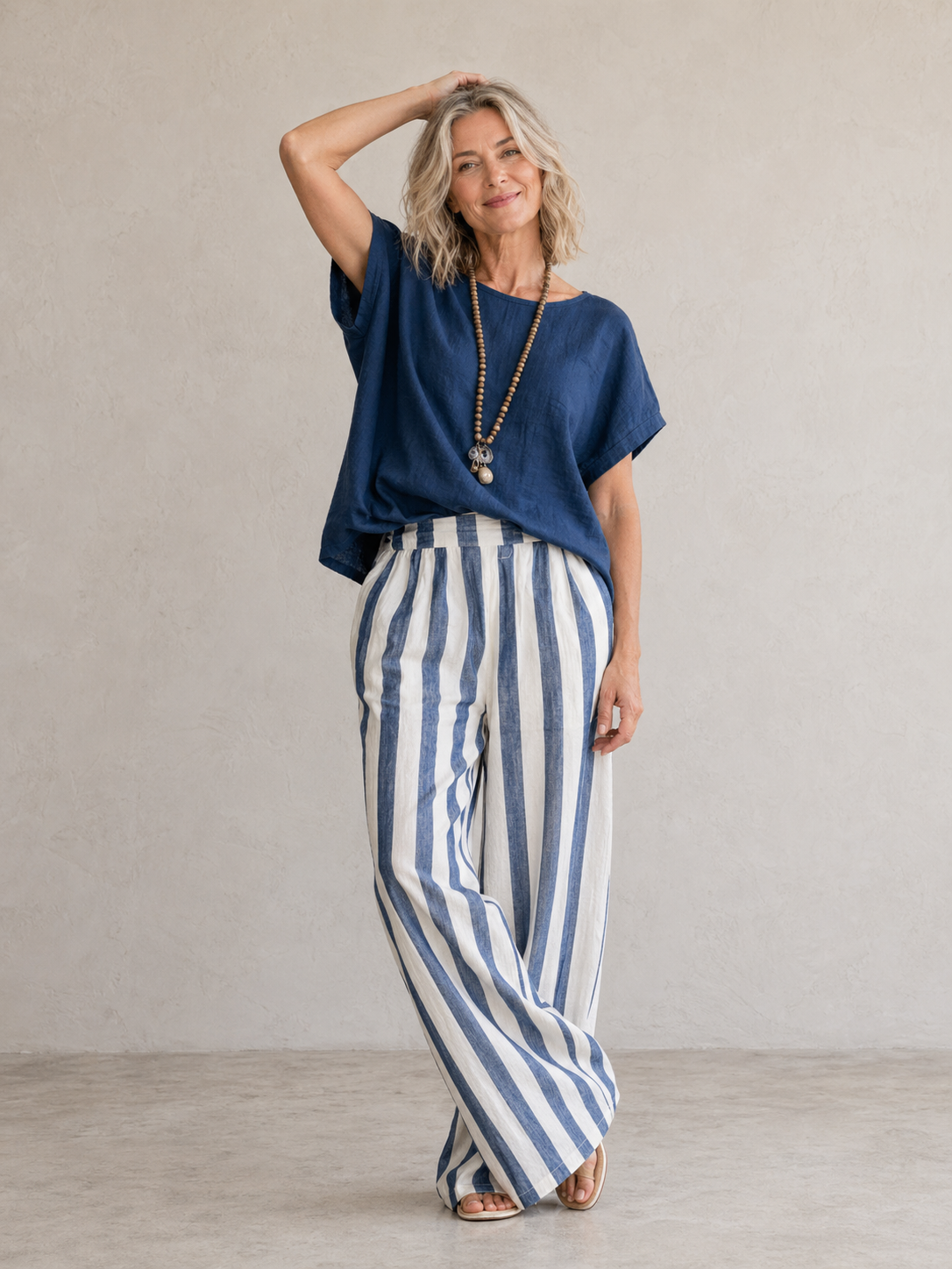 Cozy Loose-fit Striped Cotton-linen Two-piece Set ✨Plus Size Friendly