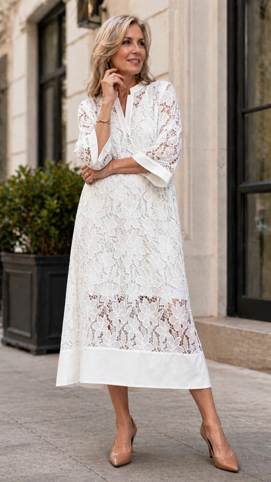 Elegant Floral Lace Dress with Soft Breathable Lining