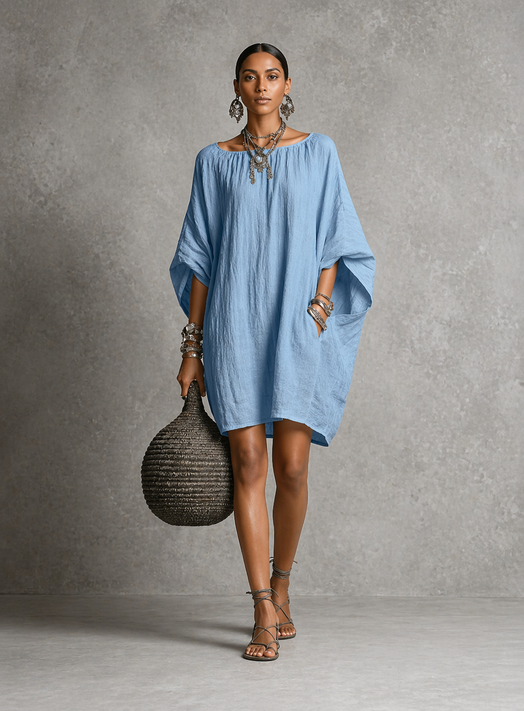 Casual cotton and linen dress