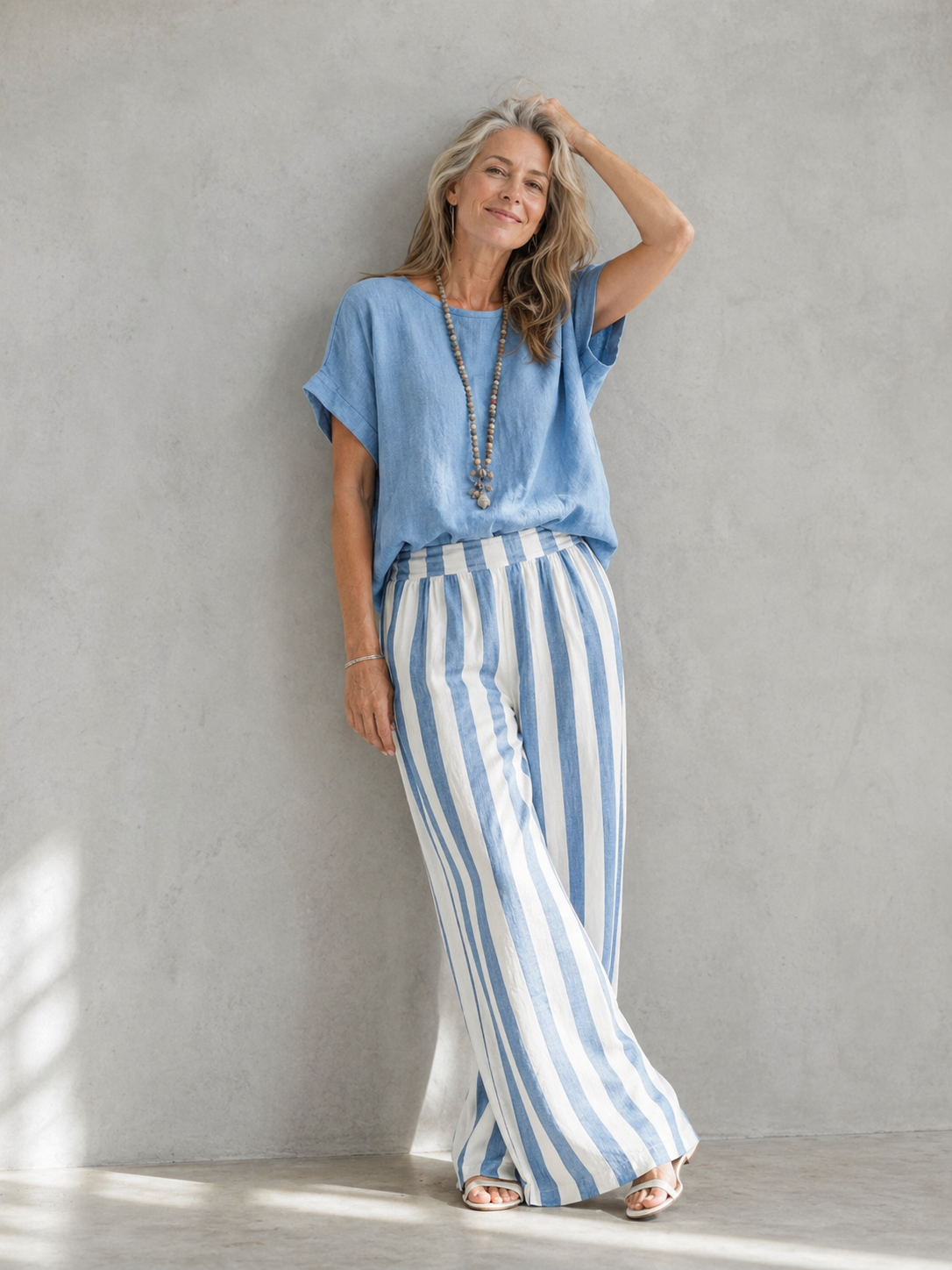 Cozy Loose-fit Striped Cotton-linen Two-piece Set ✨Plus Size Friendly