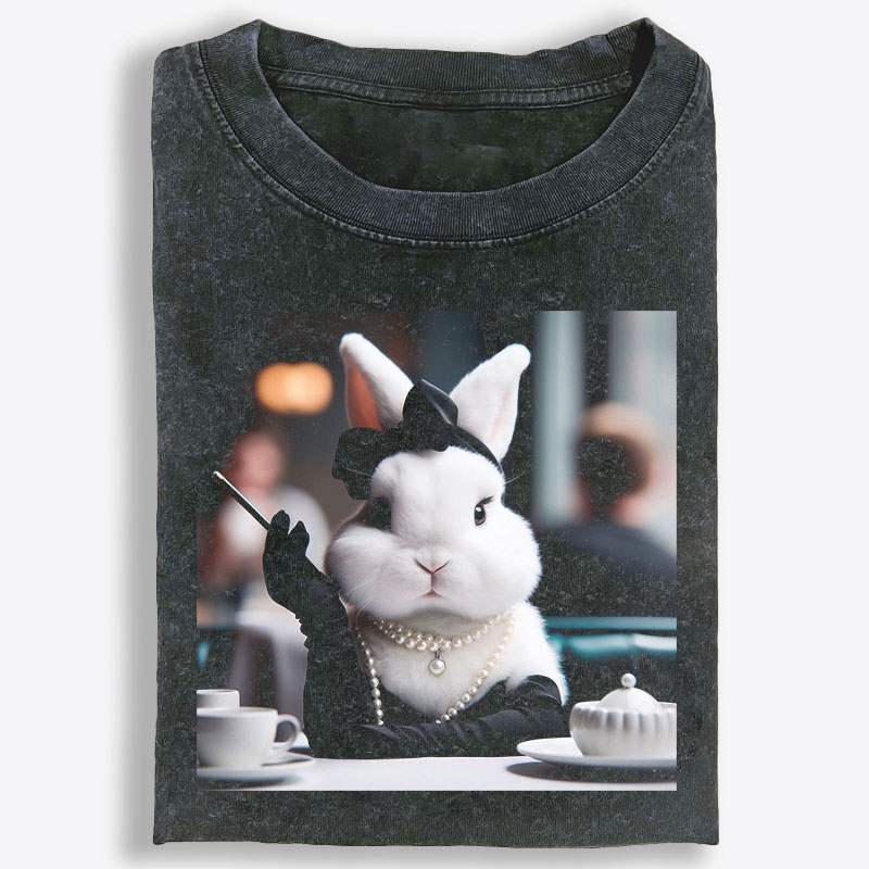 Pearl Bunny · Tea Break Retro Washed T-Shirt | 100% Cotton | Streetwear Essential