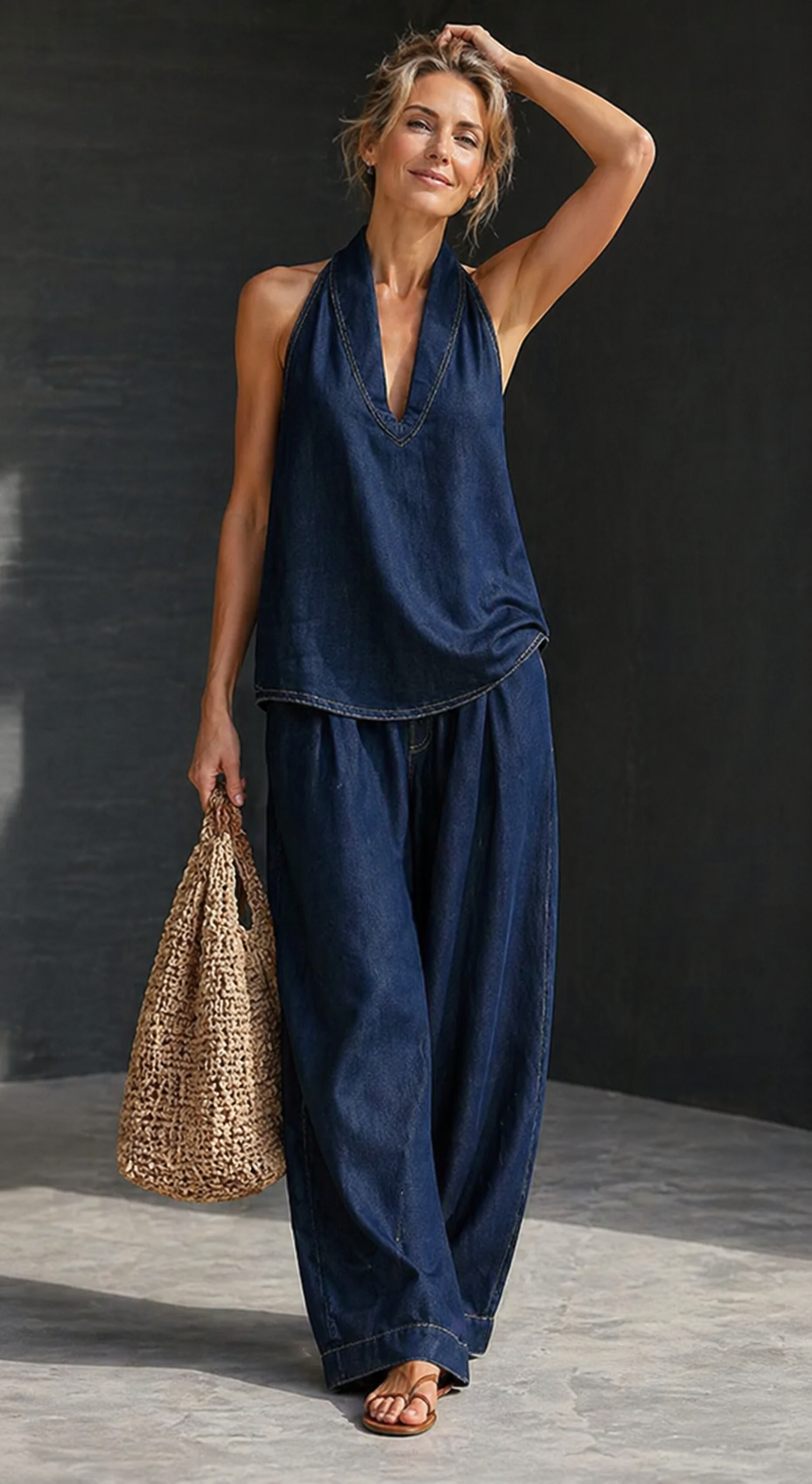 Plus Size Friendly Cozy Minimalist Two-piece Denim Set