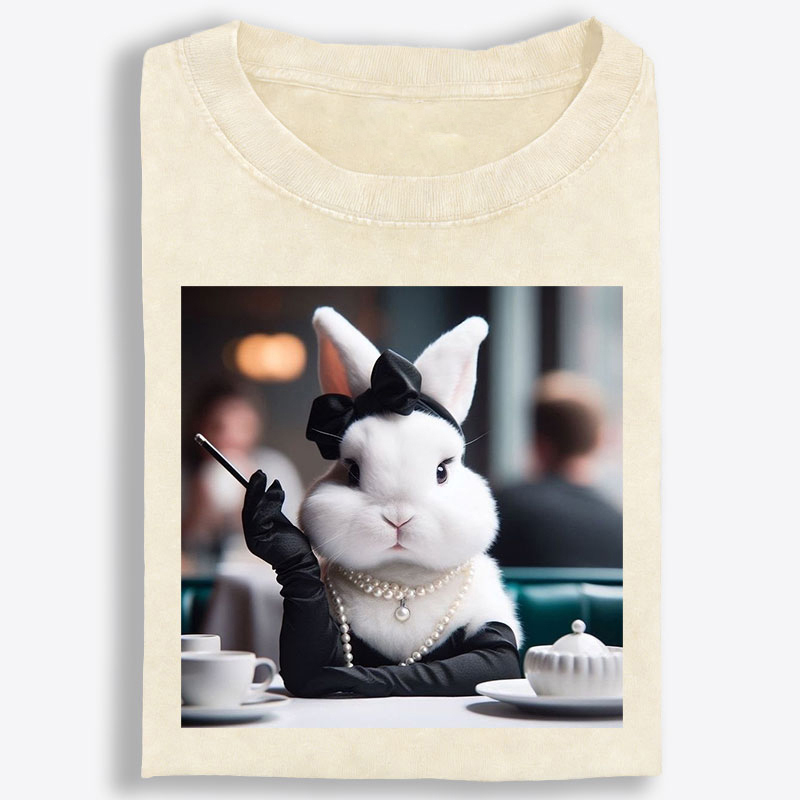 Pearl Bunny · Tea Break Retro Washed T-Shirt | 100% Cotton | Streetwear Essential