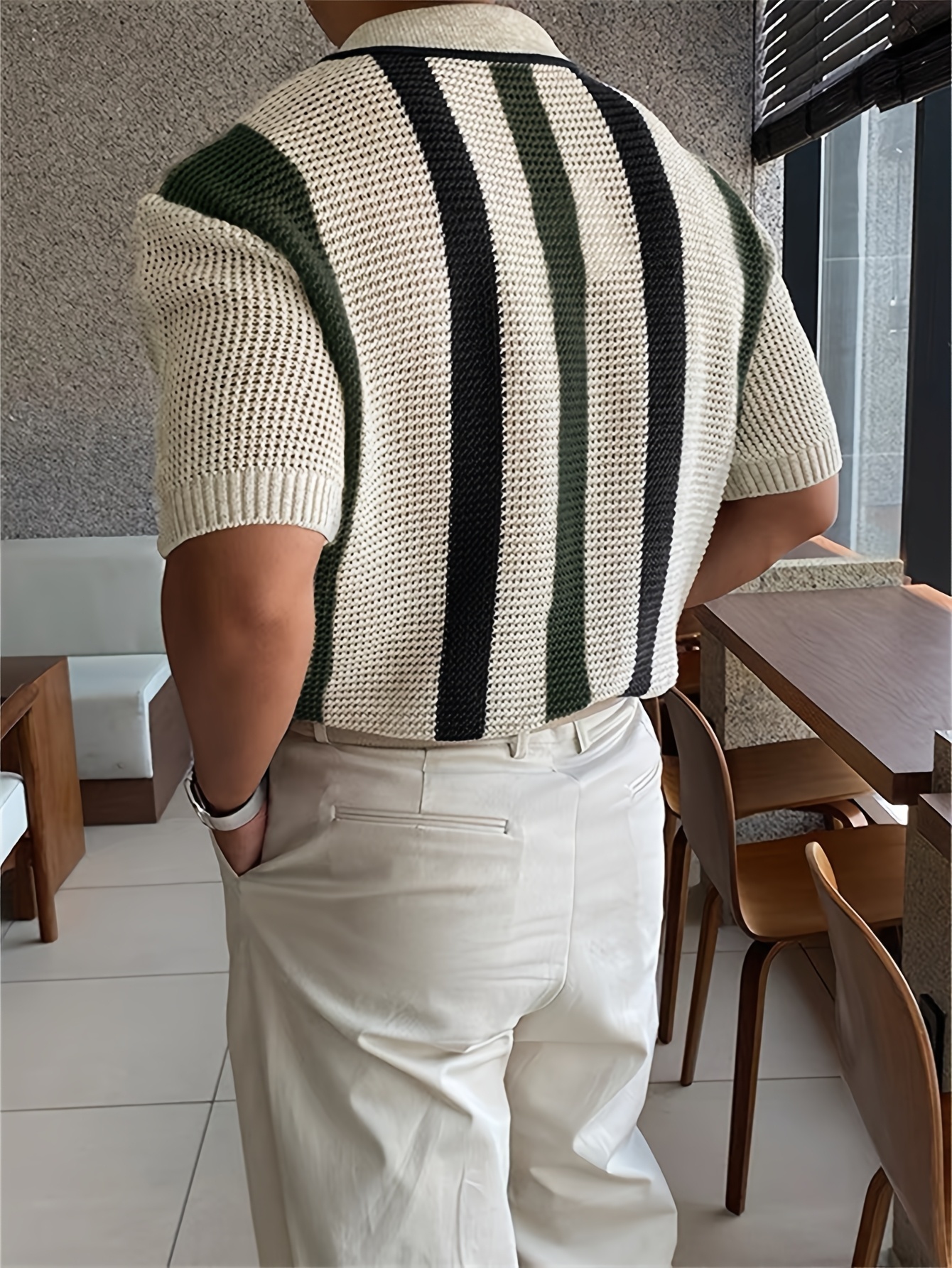 Rowing Blazers Men's Vintage Striped Knit Polo Shirt - Premium Short Sleeve Button Collar Sweater for Summer