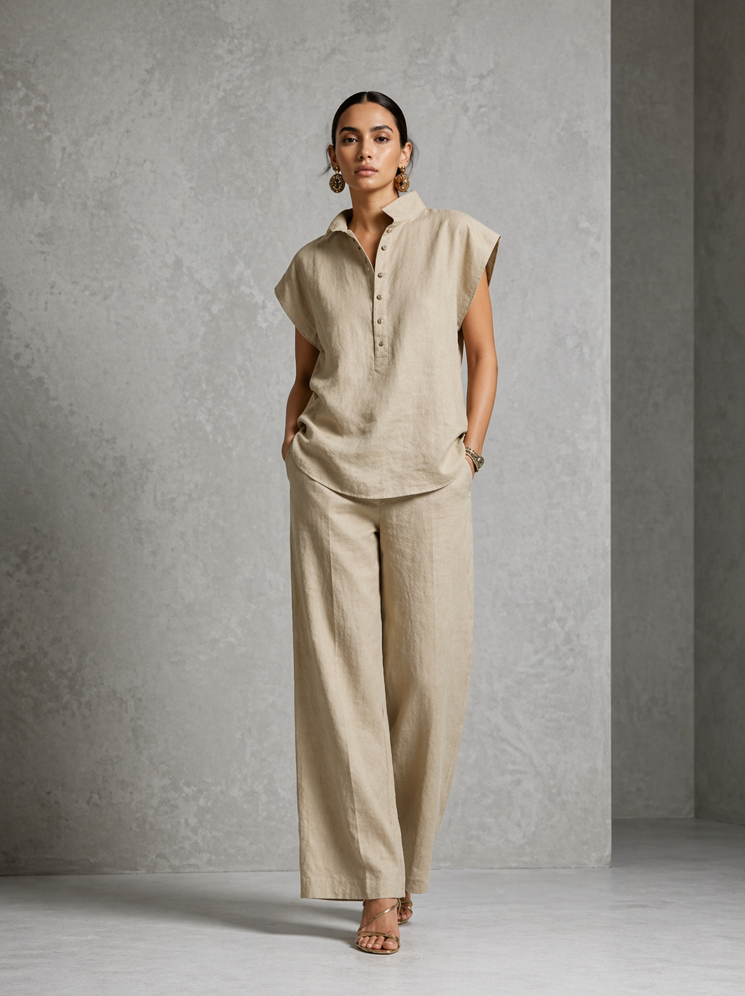 Women's Simple And Comfortable Cotton-linen Set