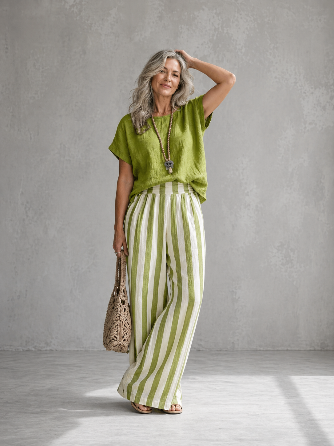 Cozy Loose-fit Striped Cotton-linen Two-piece Set ✨Plus Size Friendly