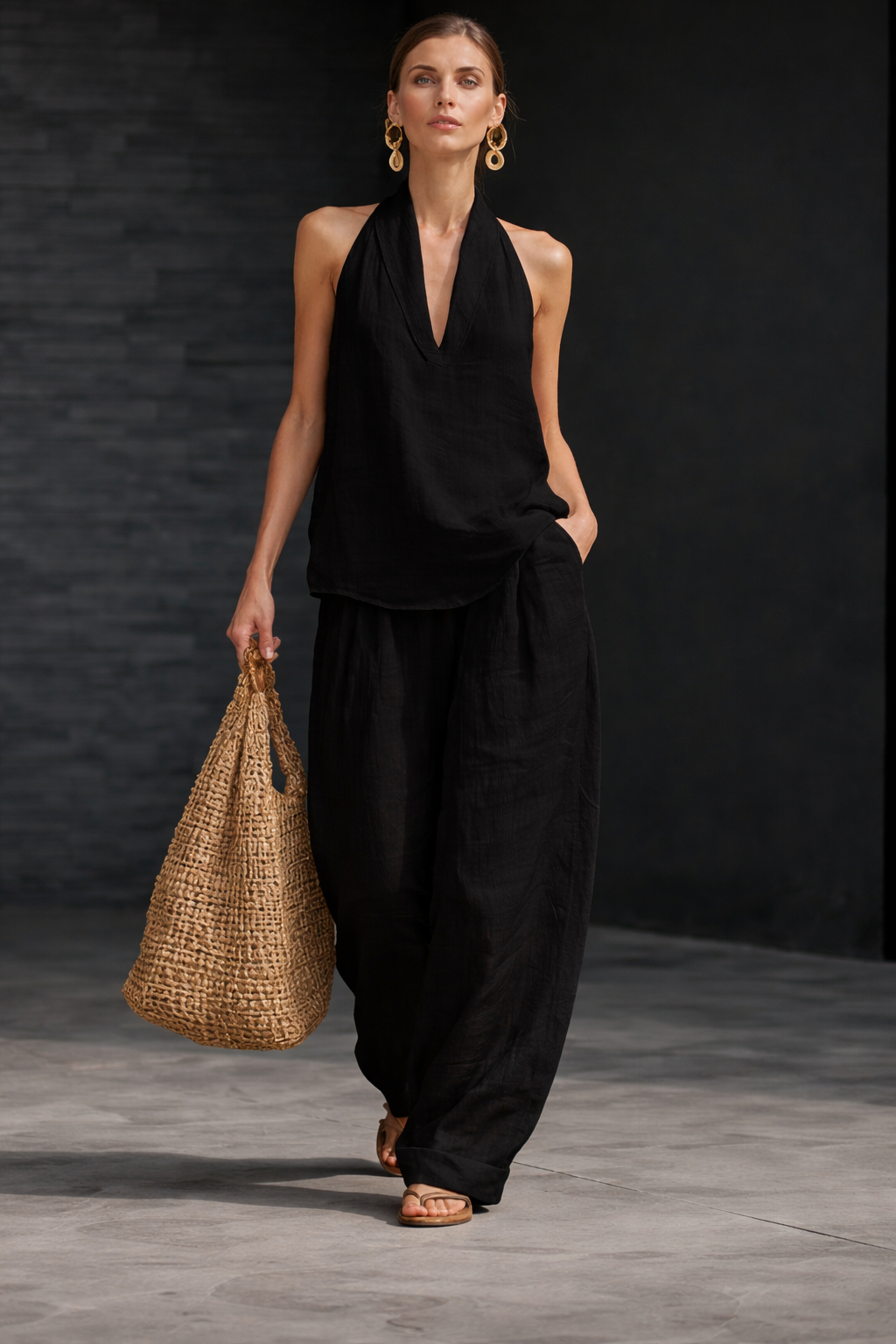 Plus Size Friendly Casual And Cozy Minimalist Linen Two-piece Set
