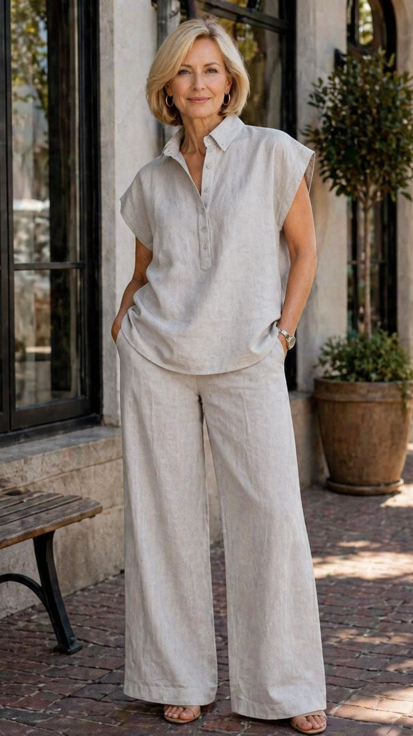 Women's Simple And Comfortable Cotton-linen Set