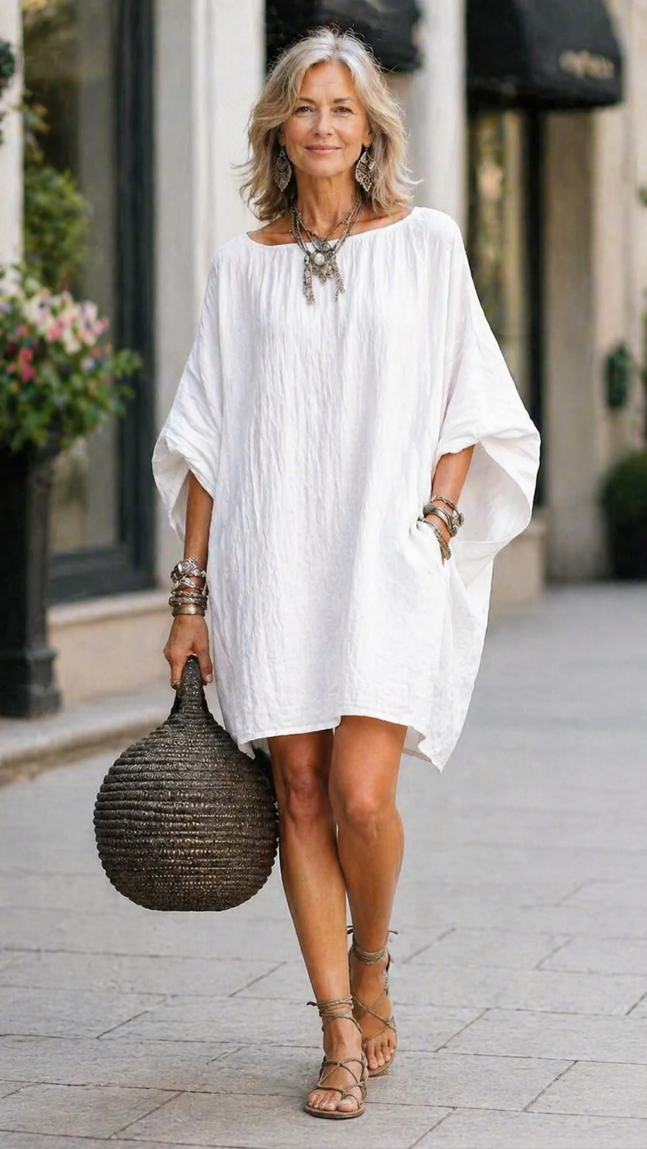 Breezy Cotton Linen Shift Dress with Side Pockets