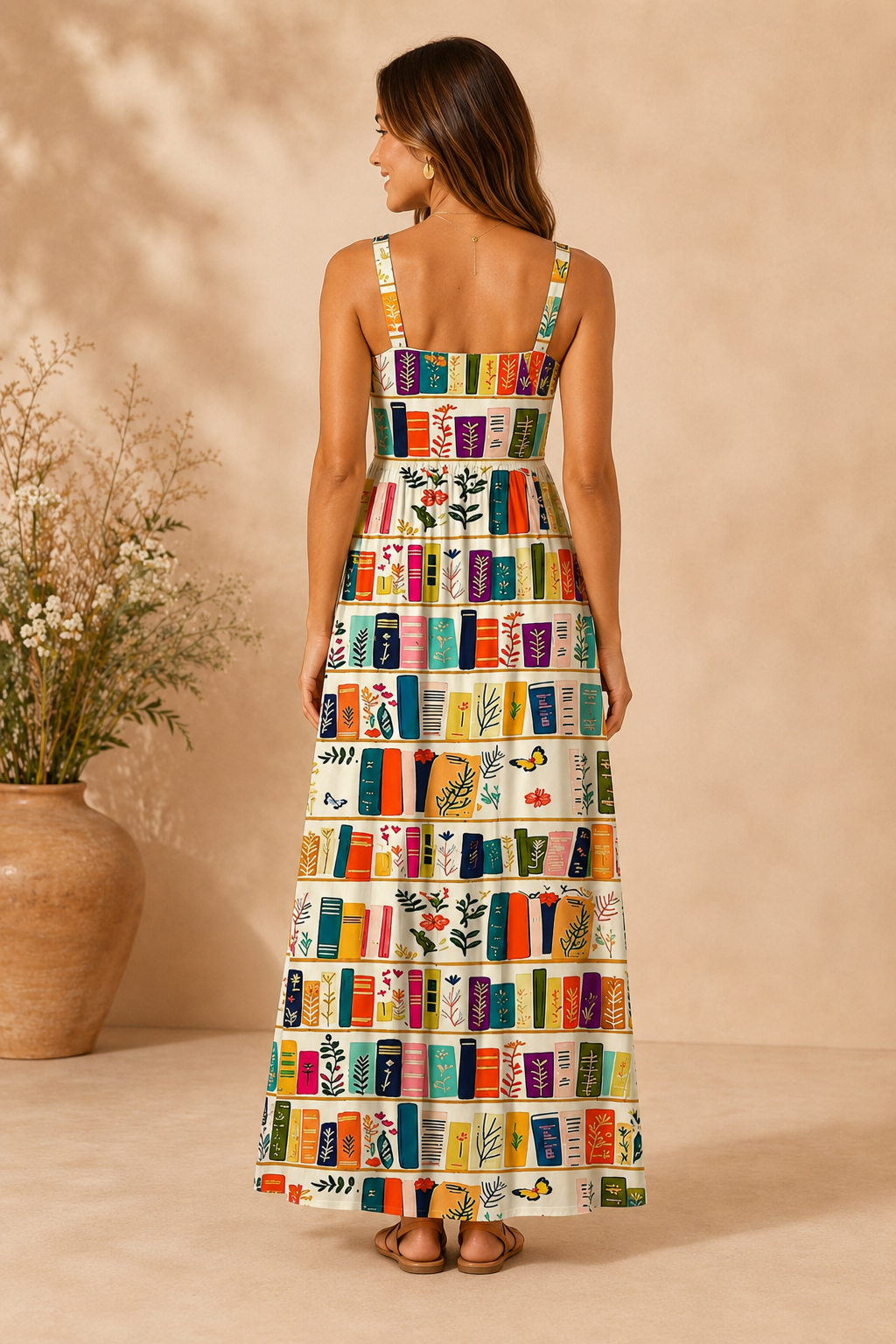 Pagewings Square Neck Bookish Floral Maxi Dress
