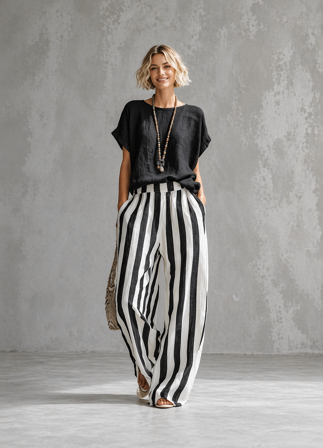 Cozy Loose-fit Striped Cotton-linen Two-piece Set ✨Plus Size Friendly XS-4XL