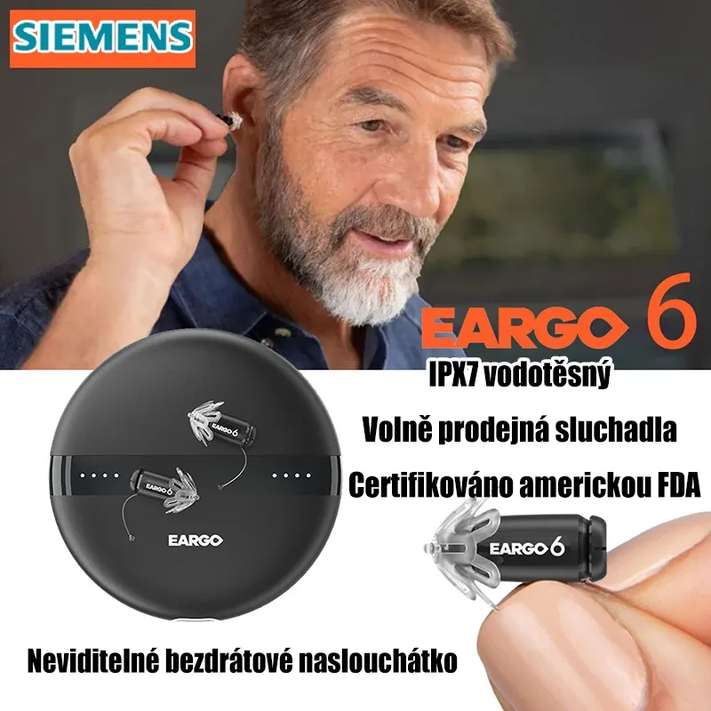 SIEMENS EARGO 7 OTC SLUCHADLO: NEVIDITELNÉ, DOBÍJECÍ, FLEXIBILNÍ CIC, SCHVÁLENO FDA.