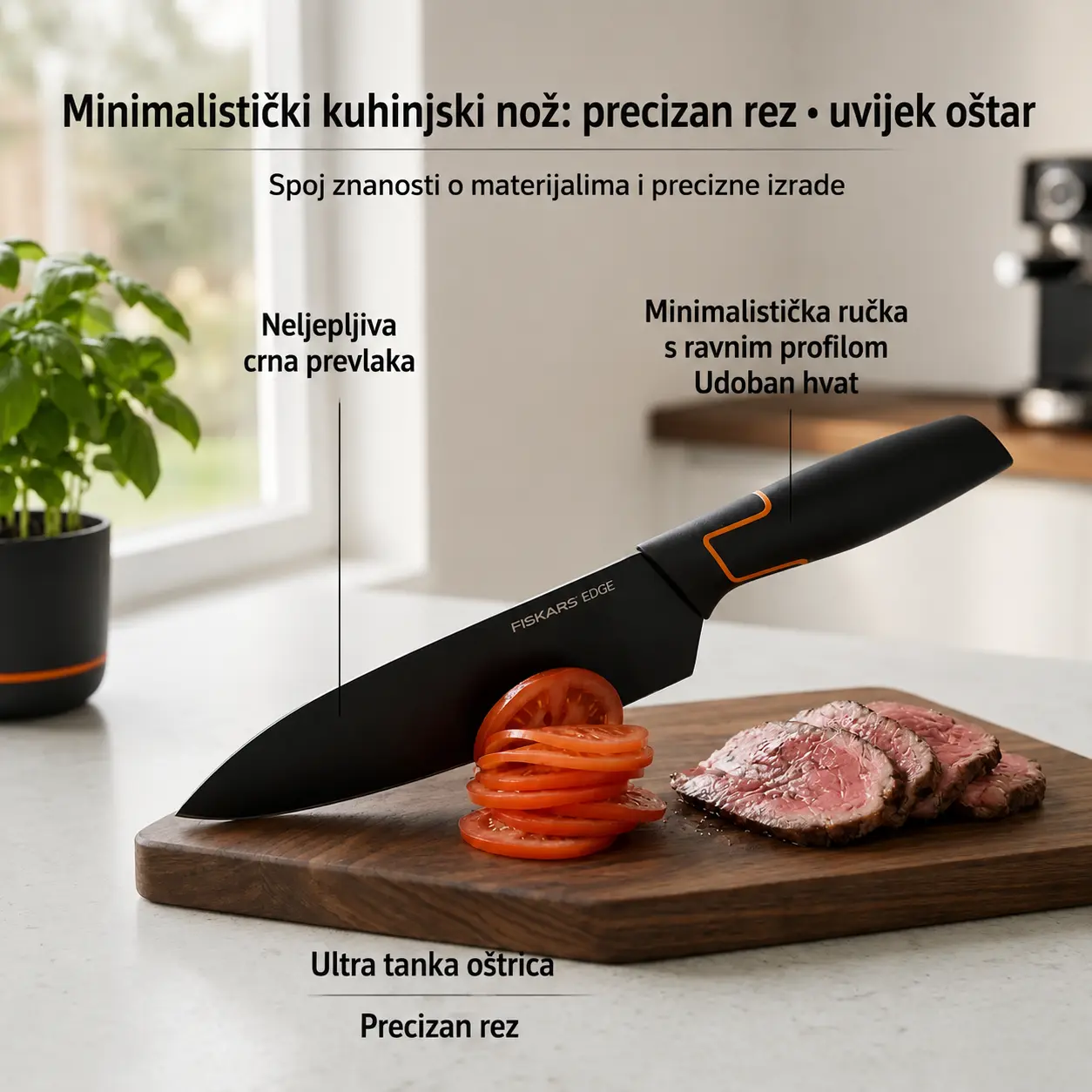 👩‍🍳👩‍🍳Limitirano izdanje: FISKARS® set noževa od 5 dijelova (s stalkom za noževe) – serija FISKARS EDGE, oštri kuhinjski noževi + oštrač🔪🔪