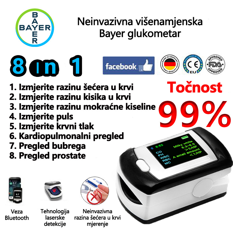 [Uvezeno iz Njemačke] Neinvazivni mjerač glukoze u krvi nove generacije (mjerenje od 5 sekundi, točnost 99%) 2025🔥🔥