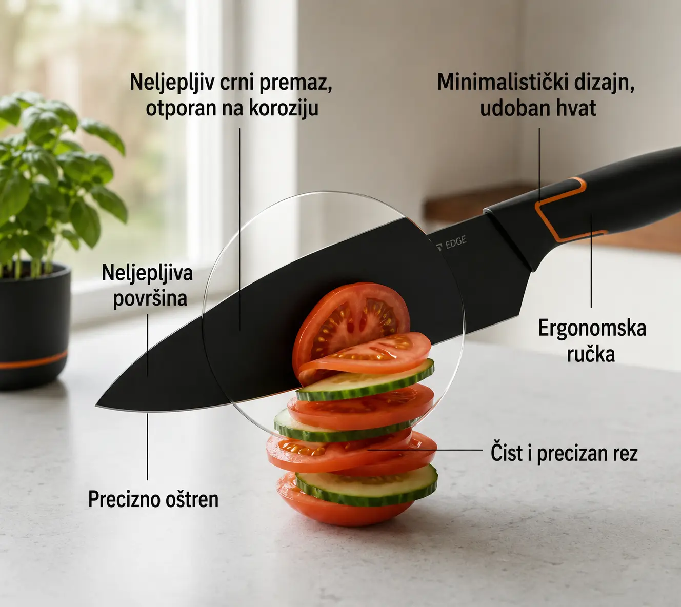 👩‍🍳👩‍🍳Limitirano izdanje: FISKARS® set noževa od 5 dijelova (s stalkom za noževe) – serija FISKARS EDGE, oštri kuhinjski noževi + oštrač🔪🔪