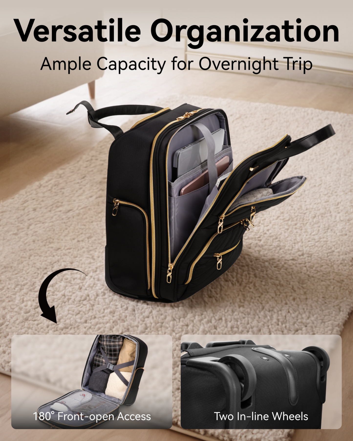 YOETEY Underseat Carry on Luggage - Softside Lightweight Suitcase with Wheels for Adult Trip 16 inch