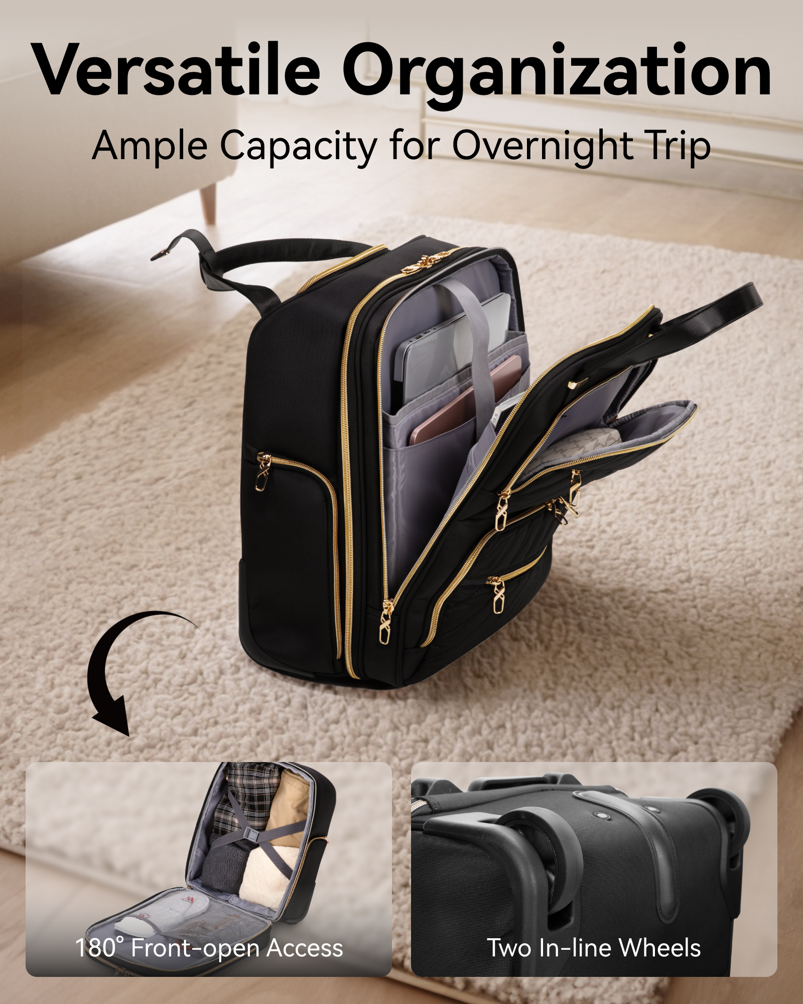 YOETEY Underseat Carry on Luggage - Softside Lightweight Suitcase with Wheels for Adult Trip 16 inch