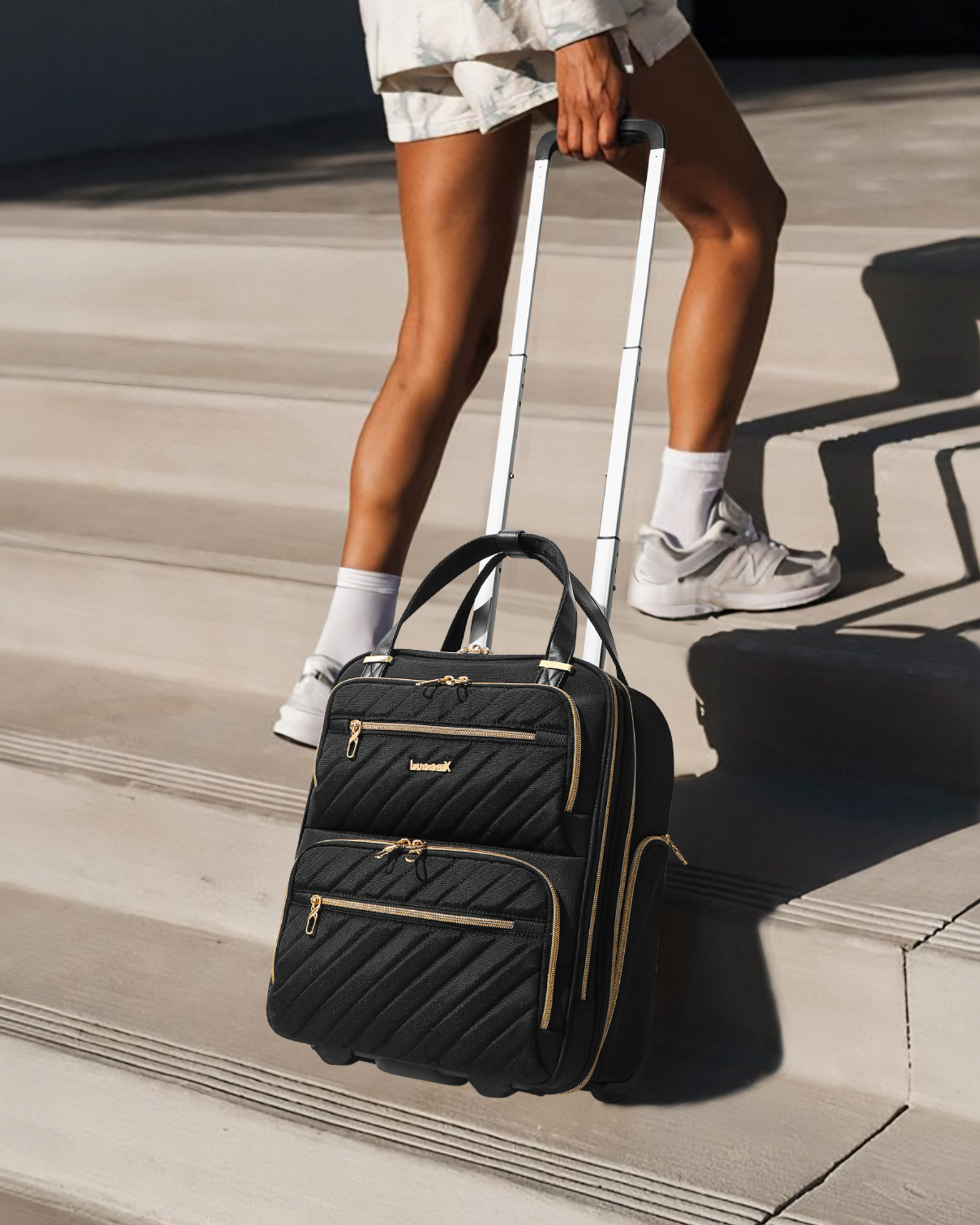 YOETEY Underseat Carry on Luggage - Softside Lightweight Suitcase with Wheels for Adult Trip 16 inch