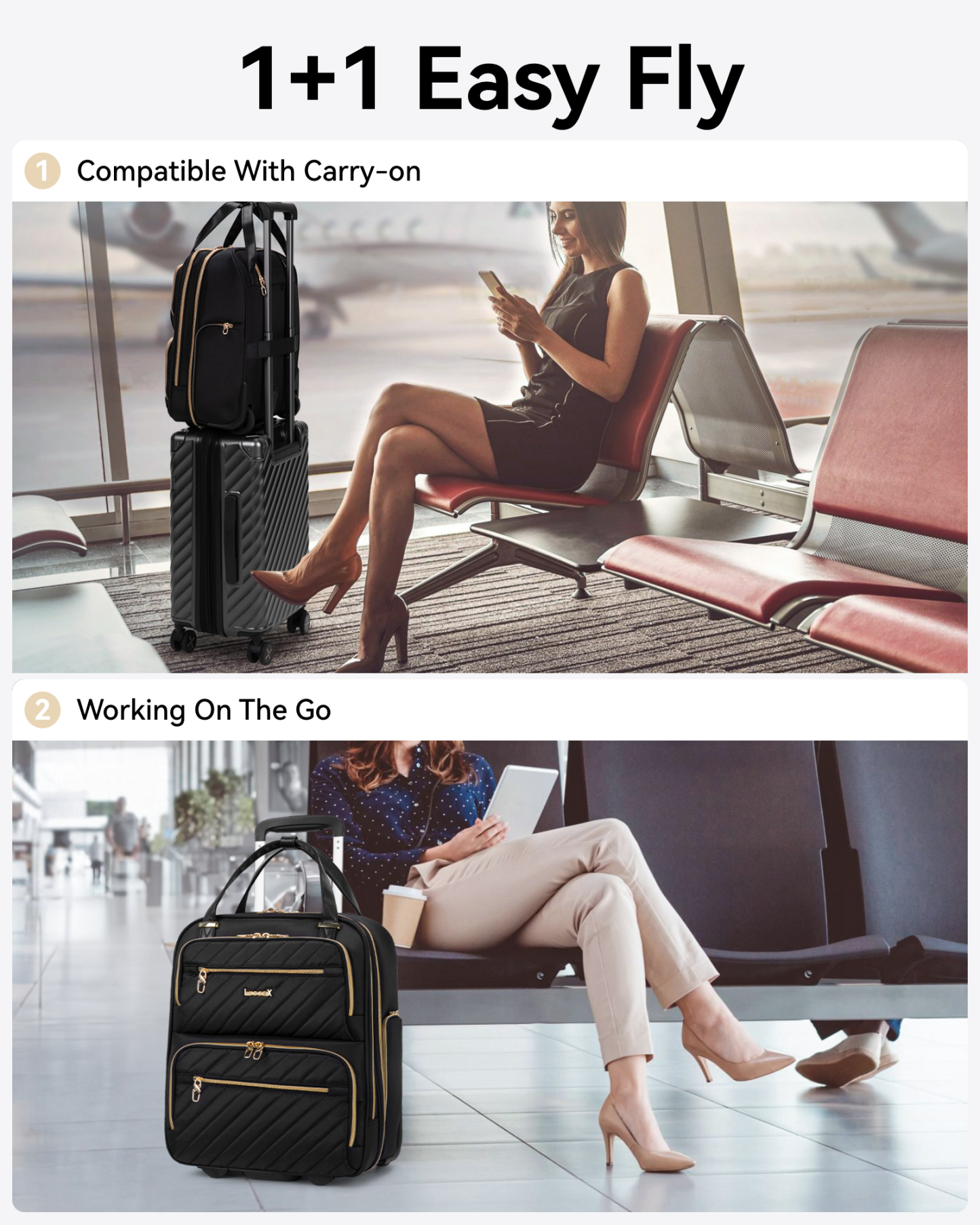 YOETEY Underseat Carry on Luggage - Softside Lightweight Suitcase with Wheels for Adult Trip 16 inch