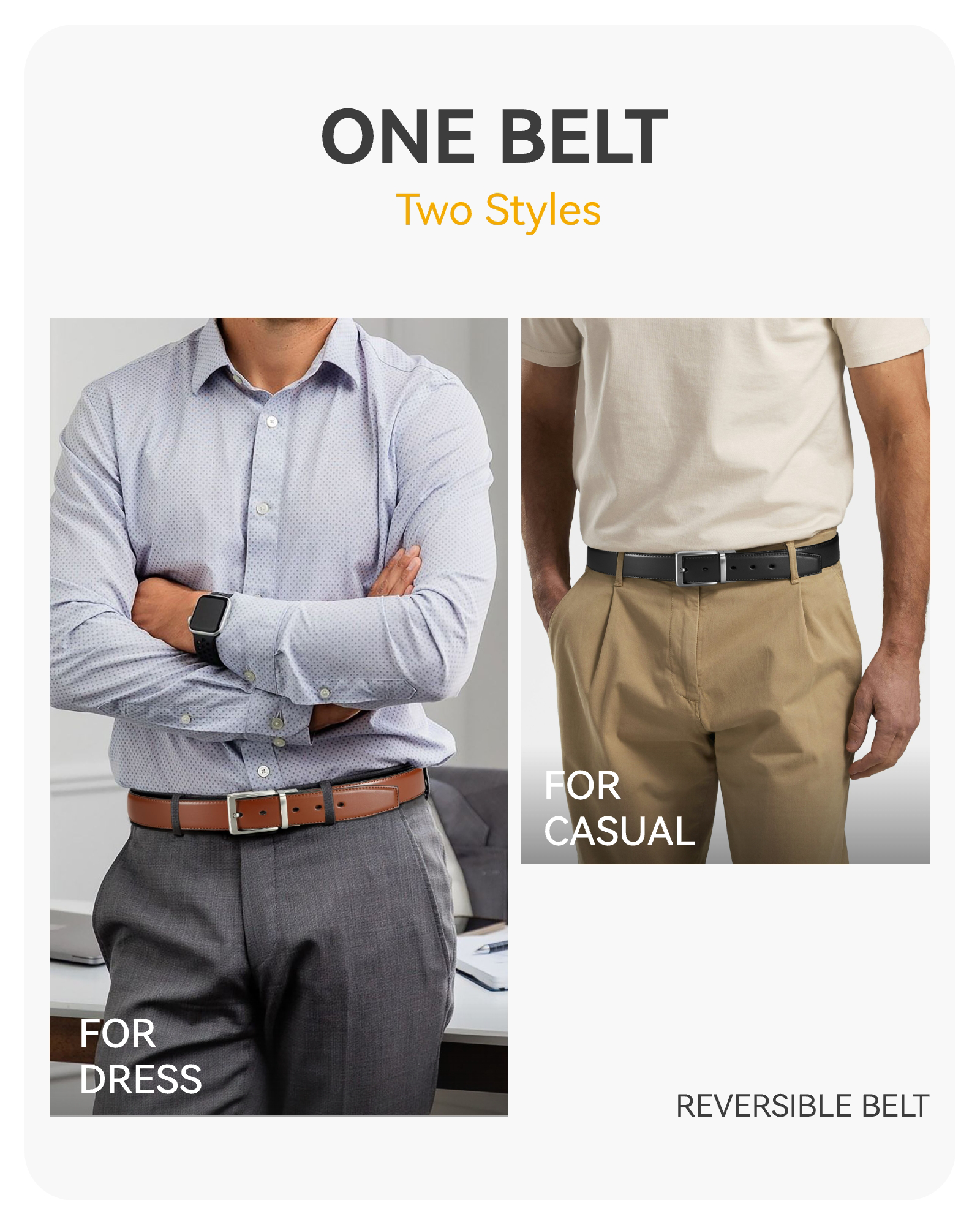 YOETEY Mens Belt 1 Pack - 1 3/8" Leather Reversible Belts for Men for Dress Pants