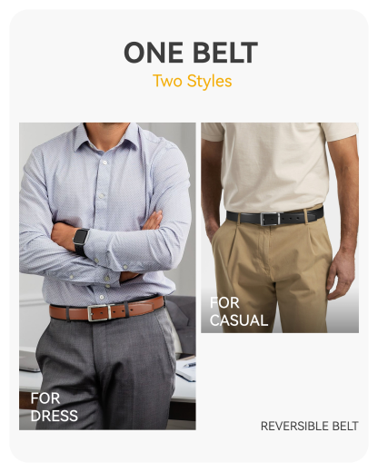 YOETEY Mens Belt 1 Pack - 1 3/8" Leather Reversible Belts for Men for Dress Pants