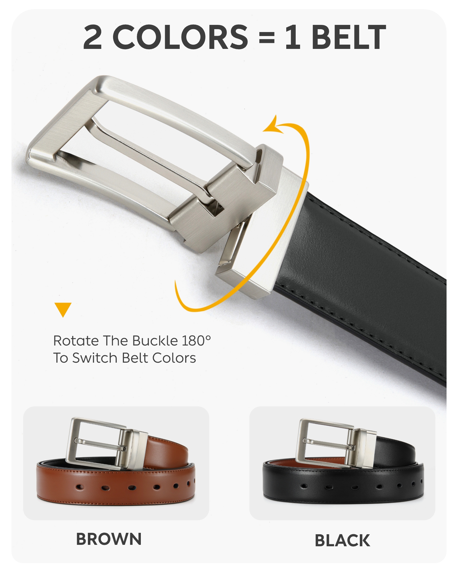 YOETEY Mens Belt 1 Pack - 1 3/8" Leather Reversible Belts for Men for Dress Pants