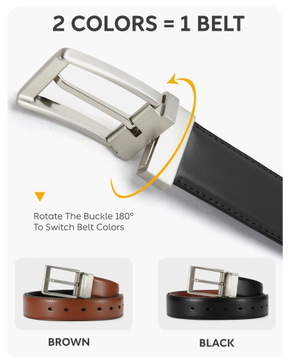 YOETEY Mens Belt 1 Pack - 1 3/8" Leather Reversible Belts for Men for Dress Pants
