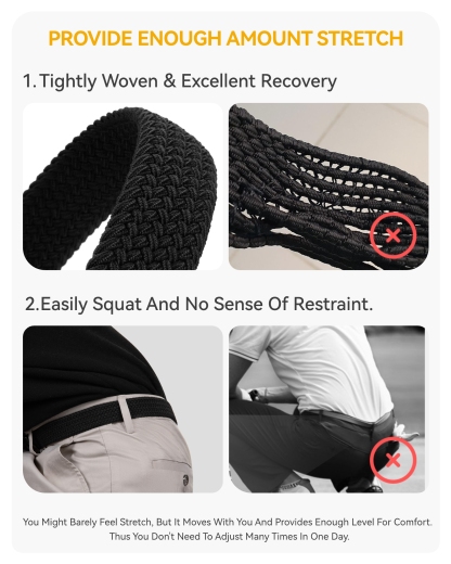 YOETEY Mens Belt Wowens Belt Elastic Braided Woven Belt, Belt for Casual Golf Pants 1 3/8"(35mm)