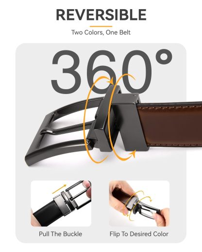 YOETEY Mens Belts Leather 1 Pack - 1.25" Reversible Belts for Men for Dress Pants