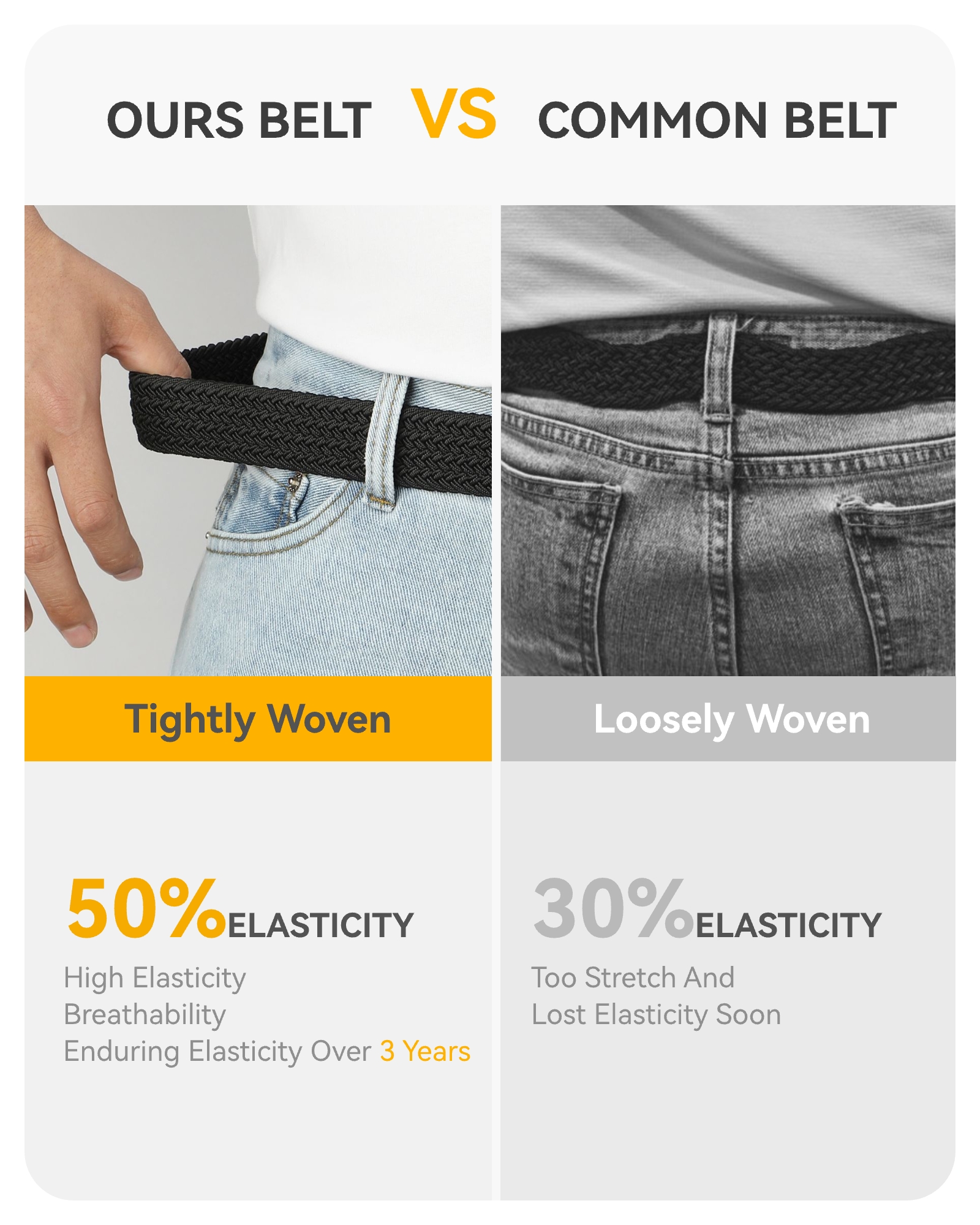 YOETEY Mens Belt Wowens Belt Elastic Braided Woven Belt, Belt for Casual Golf Pants 1 3/8"(35mm)
