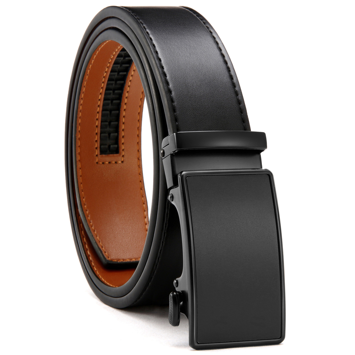 YOETEY Mens Belt Leather Belt, Ratchet Belt with Automatic Sliding Buckle for Casual, 1 3/8"(35mm)