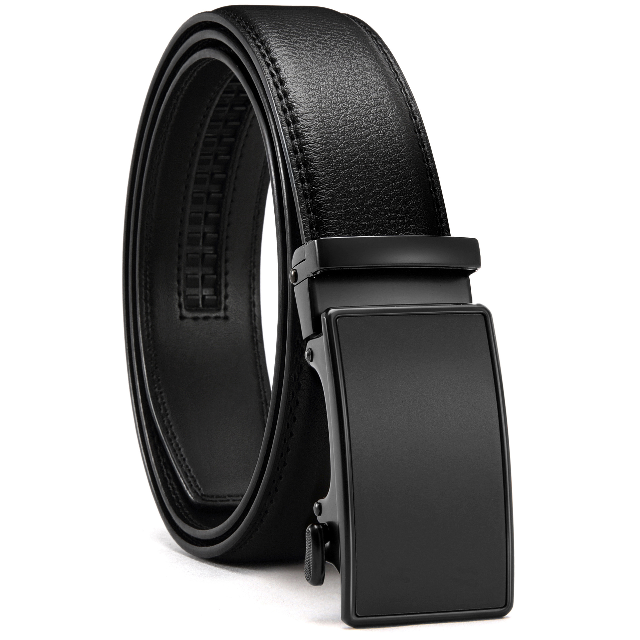 YOETEY Mens Belt Leather Belt, Ratchet Belt with Automatic Sliding Buckle for Casual, 1 3/8"(35mm)