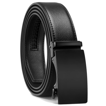 YOETEY Mens Belt Leather Belt, Ratchet Belt with Automatic Sliding Buckle for Casual, 1 3/8"(35mm)