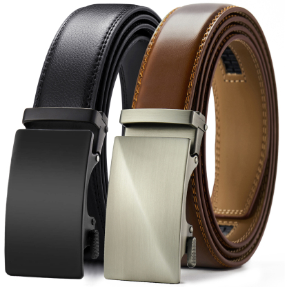 YOETEY Mens Belts 2 Pack, Ratchet Belts for Men - Adjustable Fit, Effortless Style 1 3/8"(35mm)