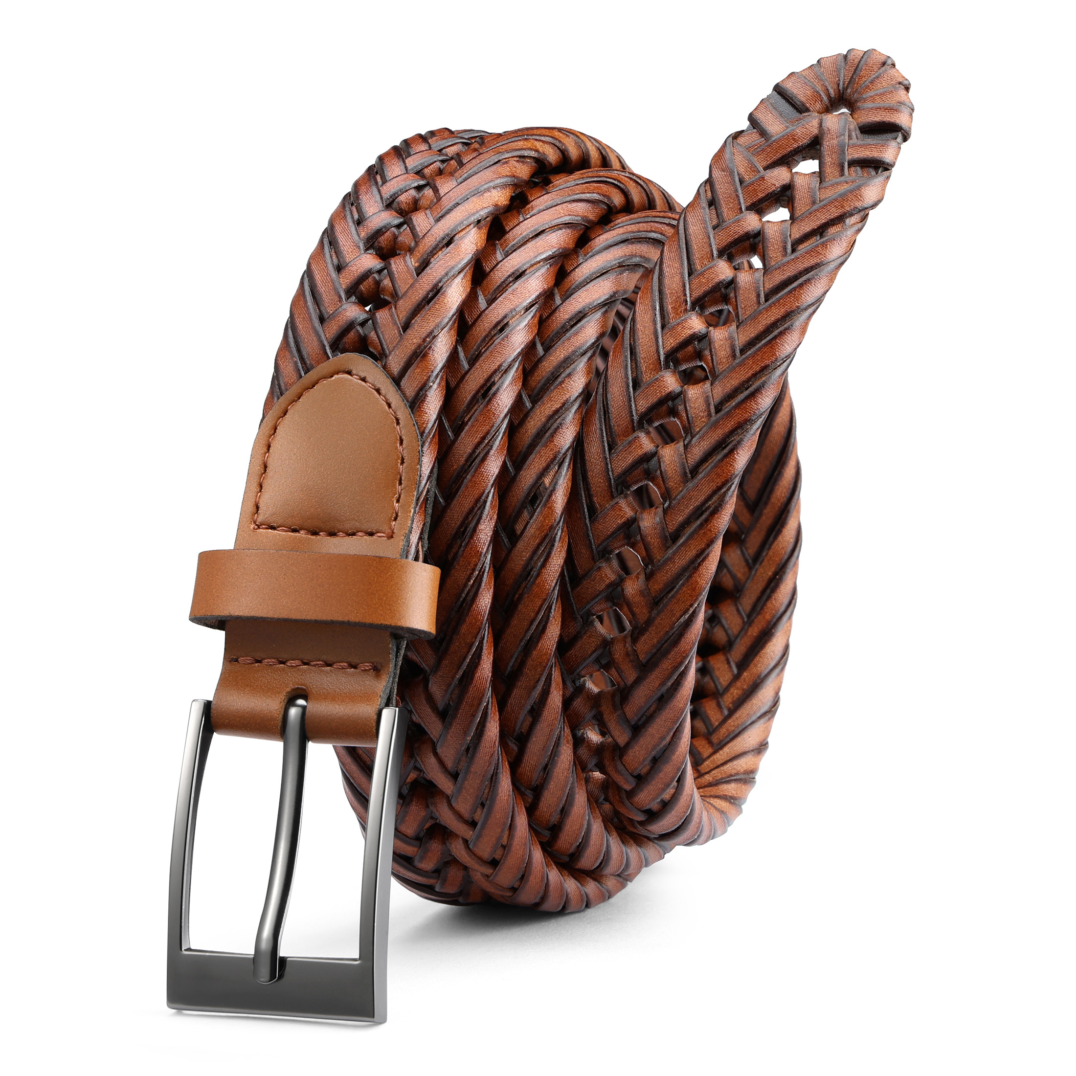 YOETEY Mens Belt Womens Belt, Leather Braided Belt for Casual - Ultimate Style Comfort 1 1/8"