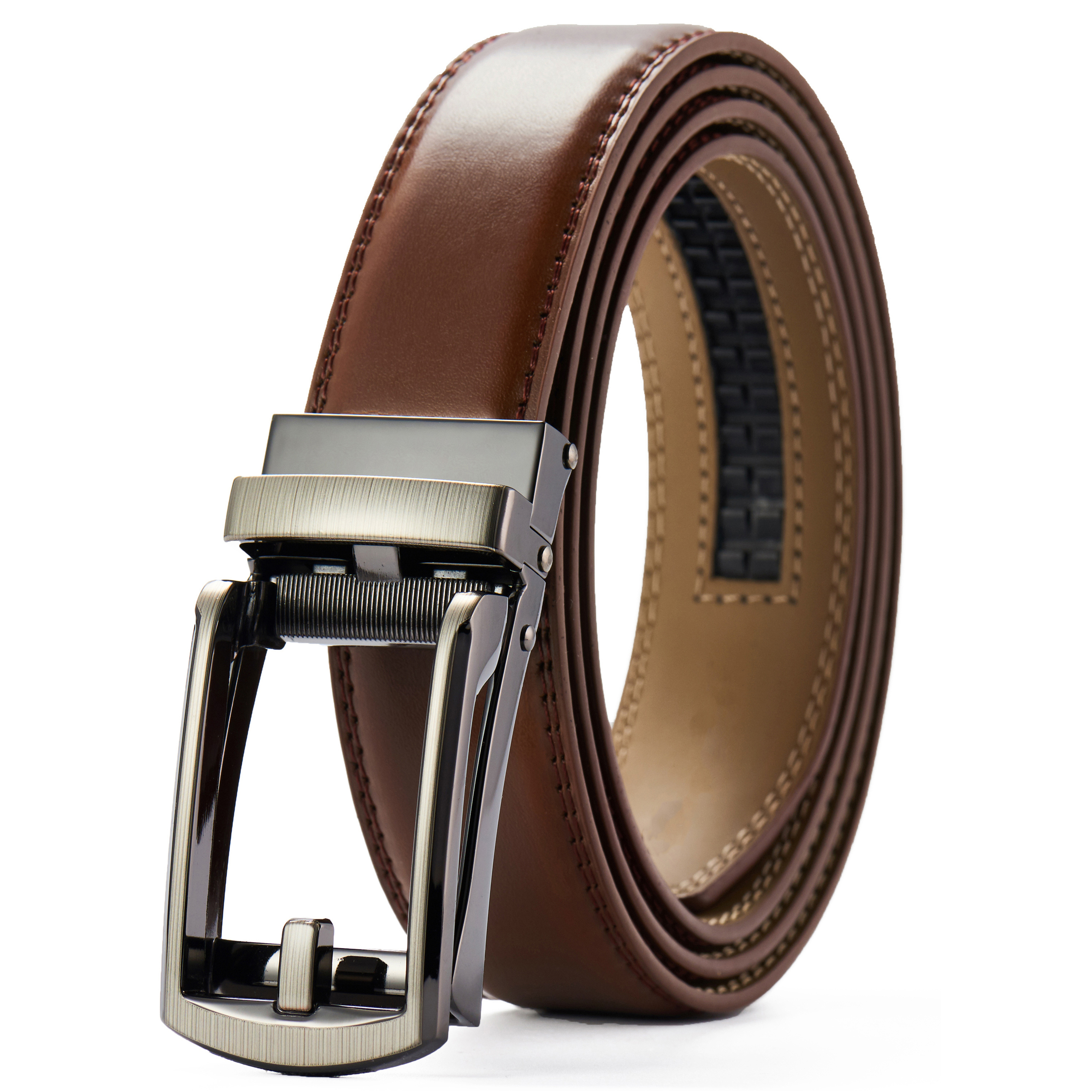 YOETEY Mens Belt Leather Ratchet Belt, Dress Belt for Men - Comfort with Click Buckle 1 1/4"(32mm)
