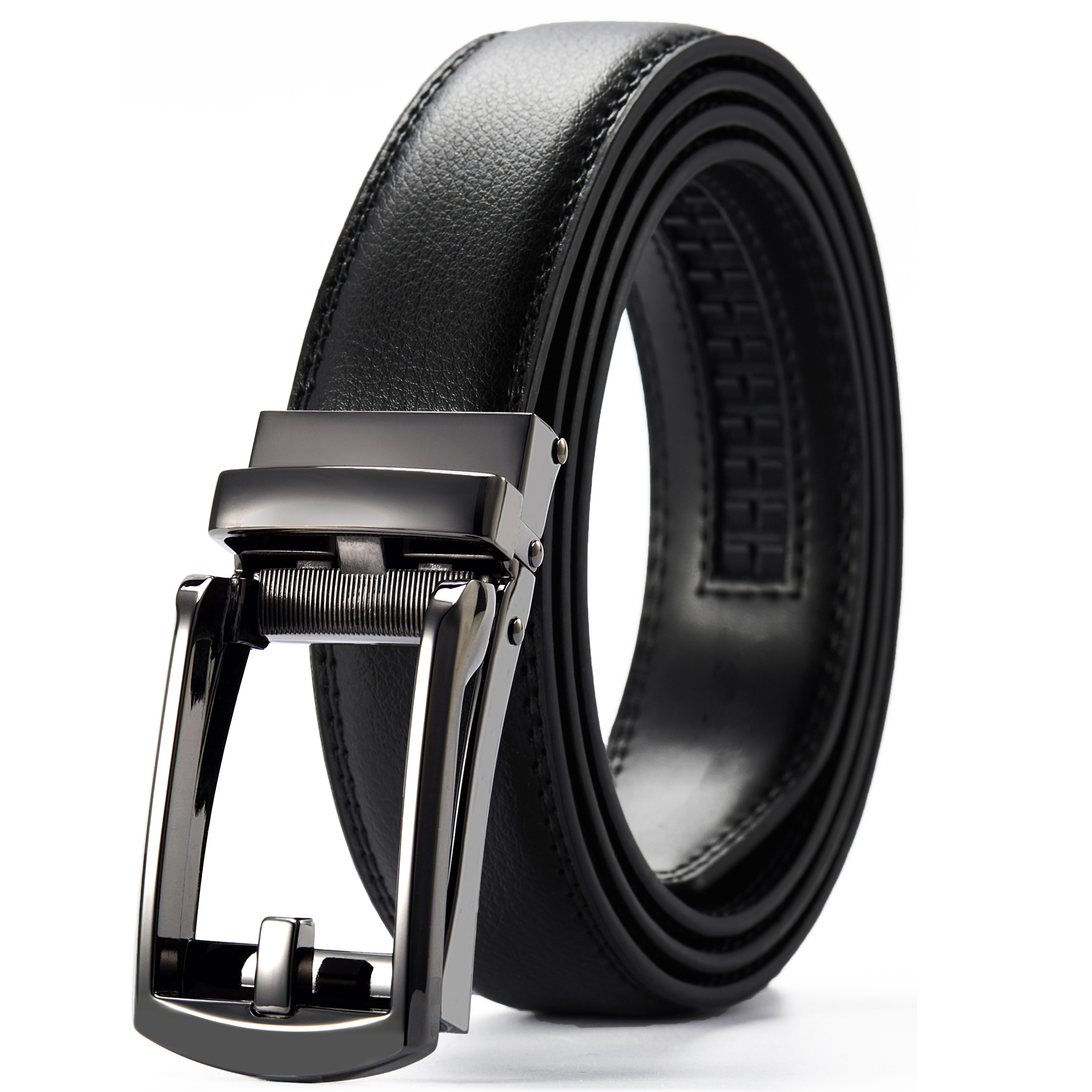 YOETEY Mens Belt Leather Ratchet Belt, Dress Belt for Men - Comfort with Click Buckle 1 1/4"(32mm)