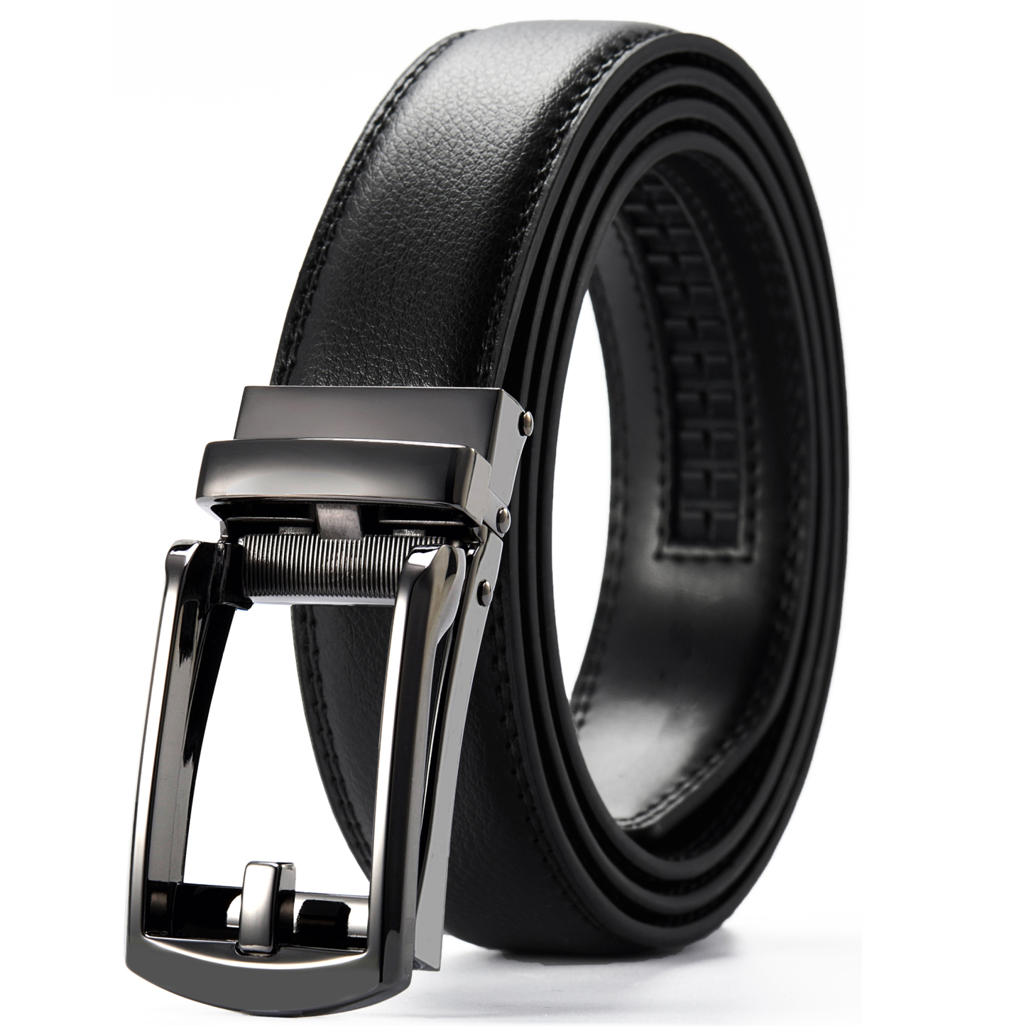 YOETEY Mens Belt Leather Ratchet Belt, Dress Belt for Men - Comfort with Click Buckle 1 1/4"(32mm)