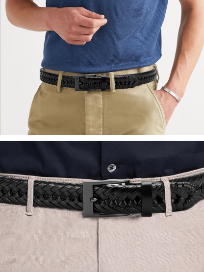 YOETEY Mens Belt Womens Belt, Leather Braided Belt for Casual - Ultimate Style Comfort 1 1/8"