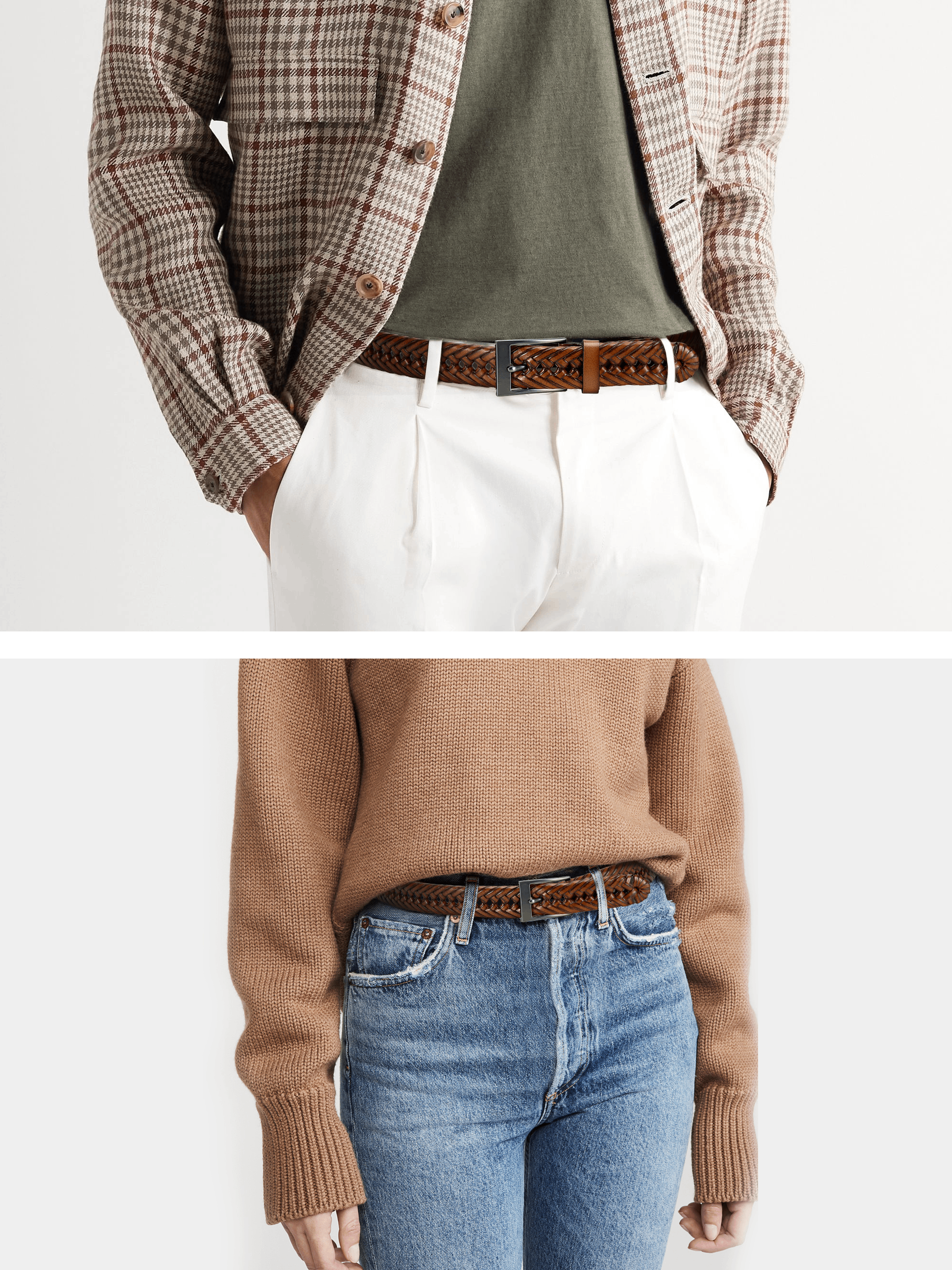 YOETEY Mens Belt Womens Belt, Leather Braided Belt for Casual - Ultimate Style Comfort 1 1/8"