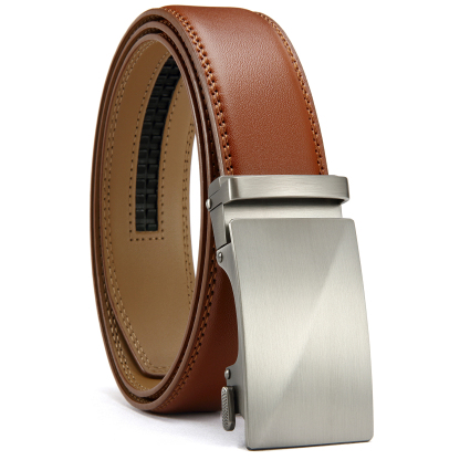 YOETEY Mens Belt Leather Belt, Ratchet Belt with Automatic Sliding Buckle for Casual, 1 3/8"(35mm)