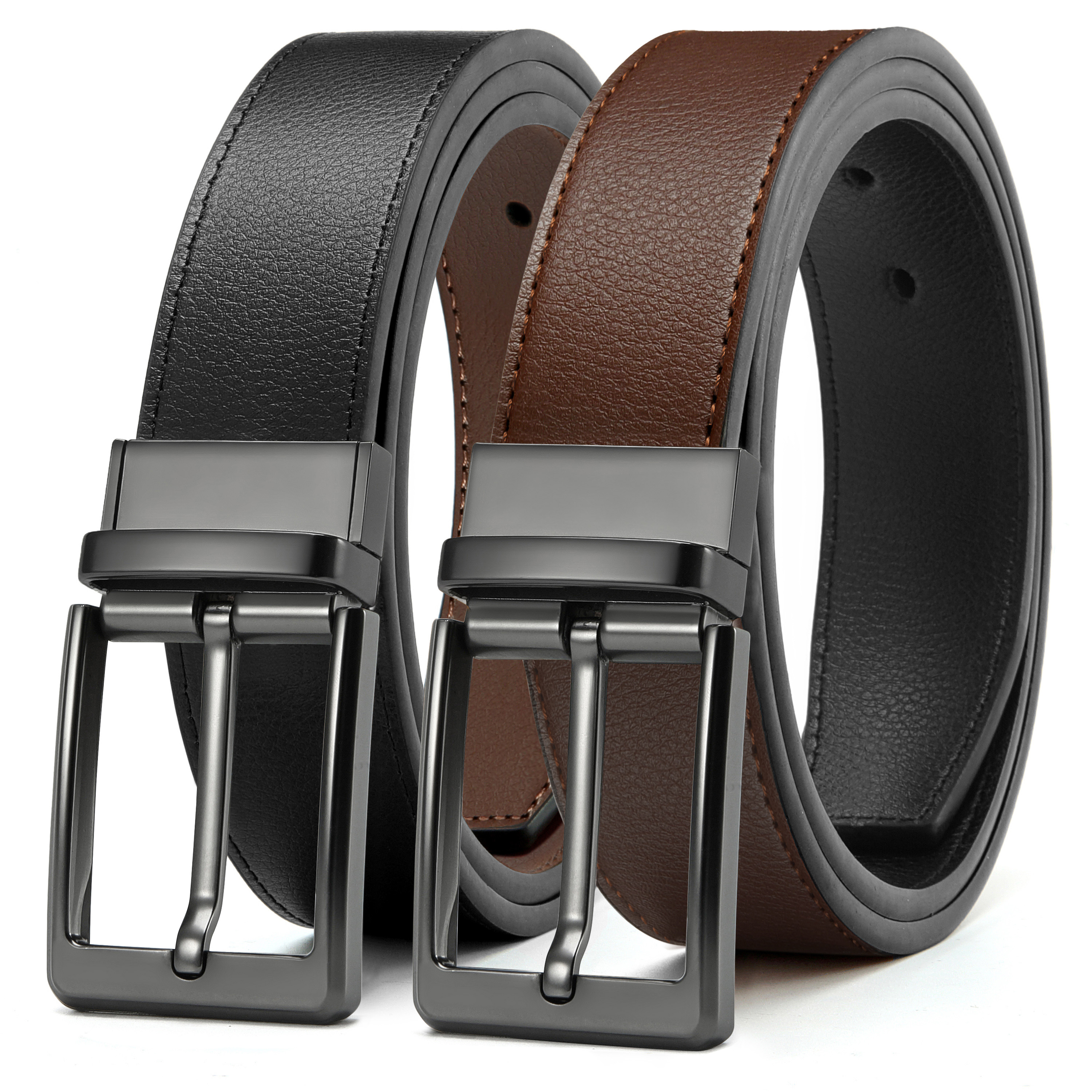 YOETEY Mens Belt 1 Pack - 1 3/8" Leather Reversible Belts for Men for Dress Pants