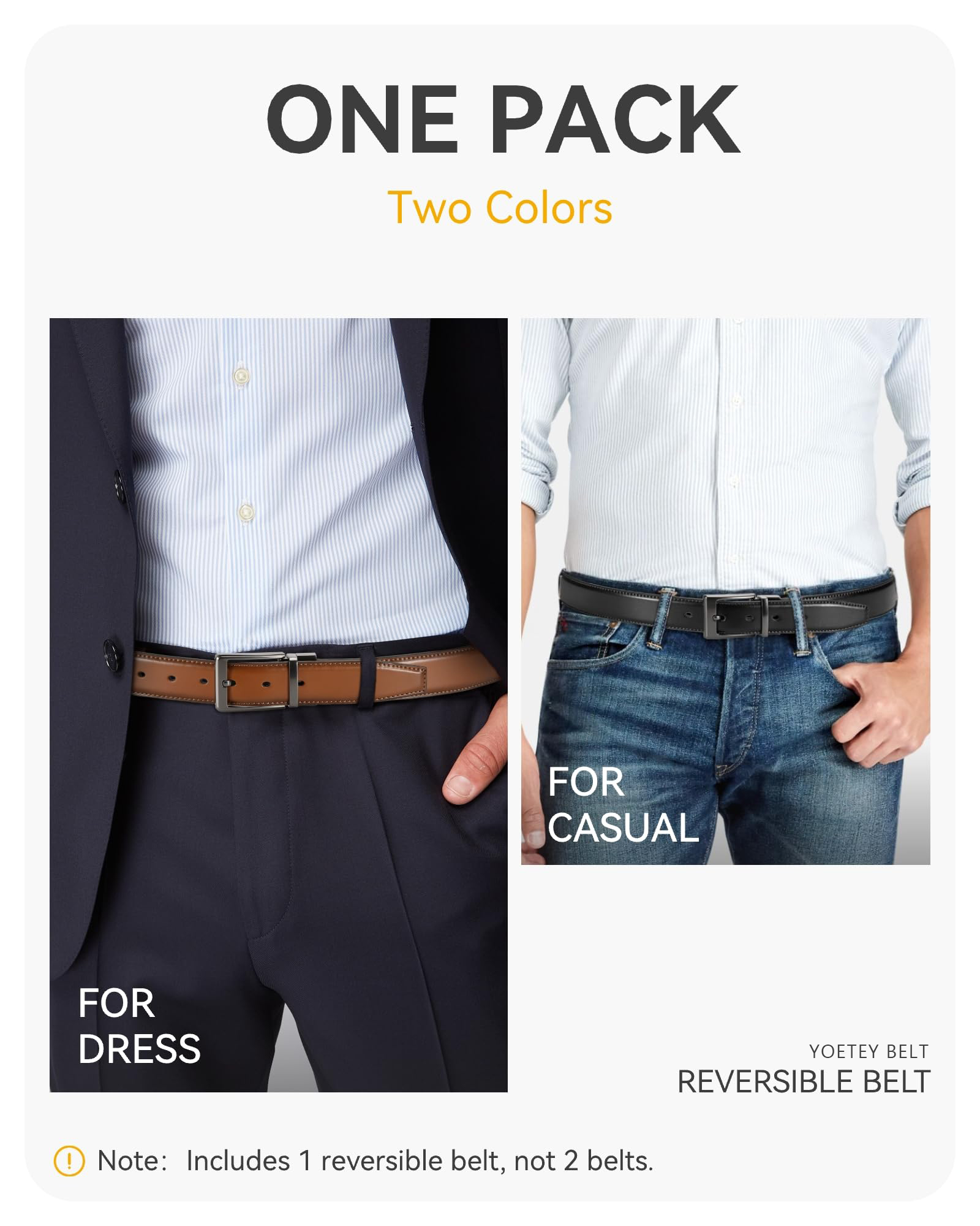 YOETEY Mens Belts Leather 1 Pack - 1.25" Reversible Belts for Men for Dress Pants