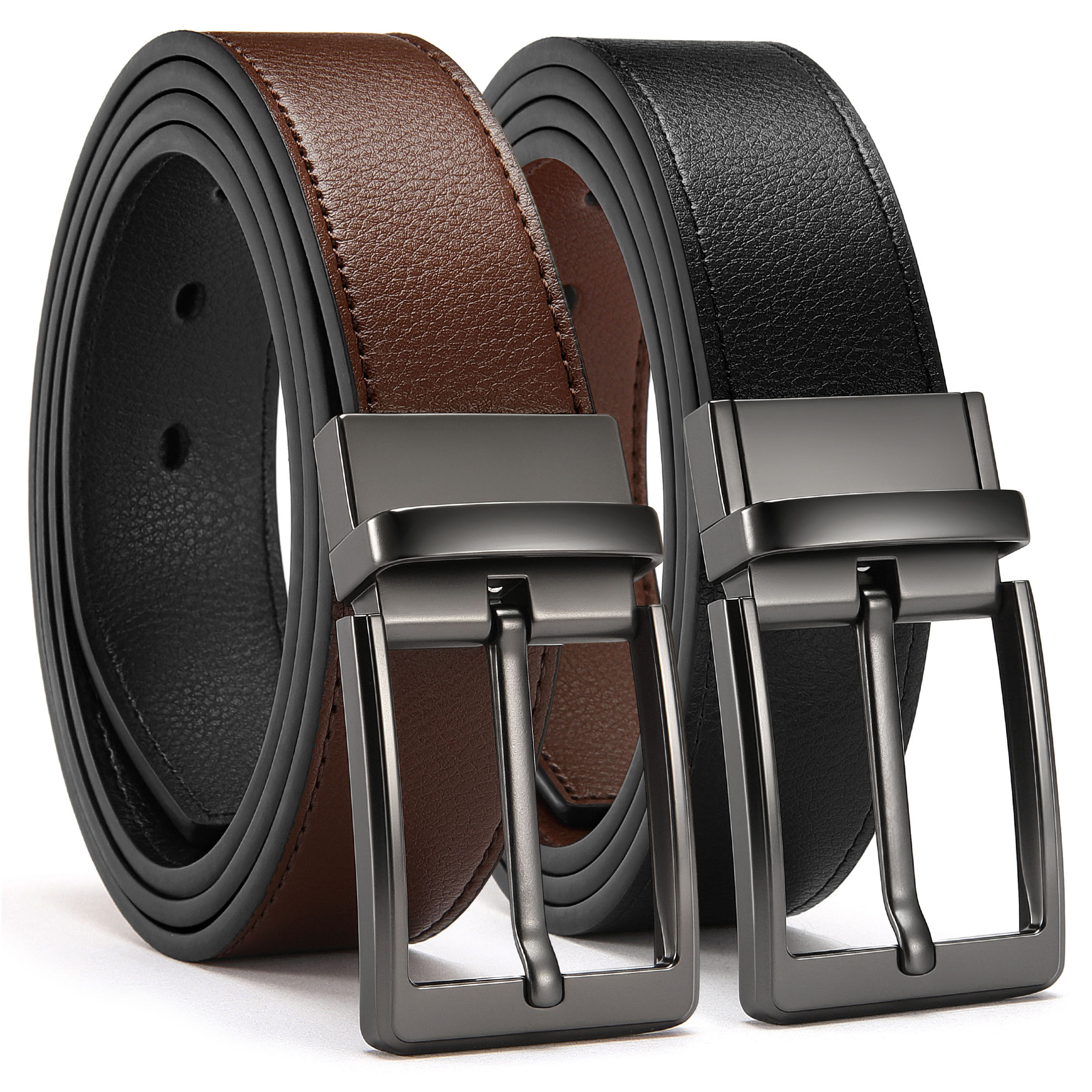 YOETEY Mens Belt 1 Pack - 1 3/8" Leather Reversible Belts for Men for Dress Pants