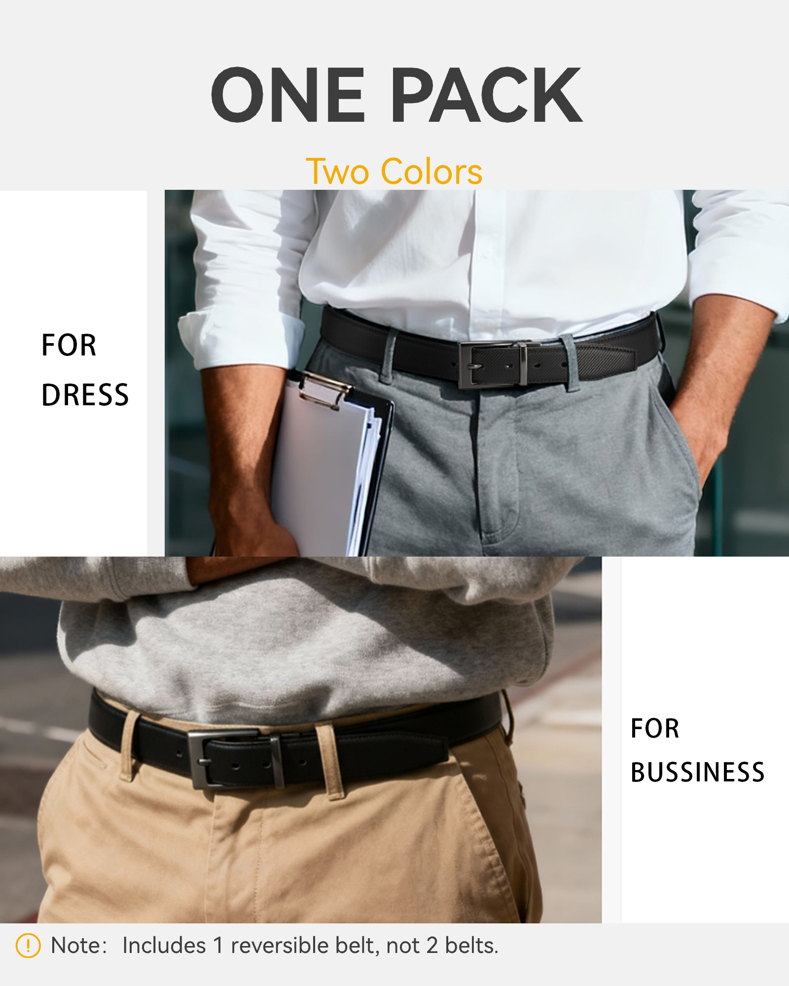 YOETEY Mens Belts Leather 1 Pack - 1.25" Reversible Belts for Men for Dress Pants