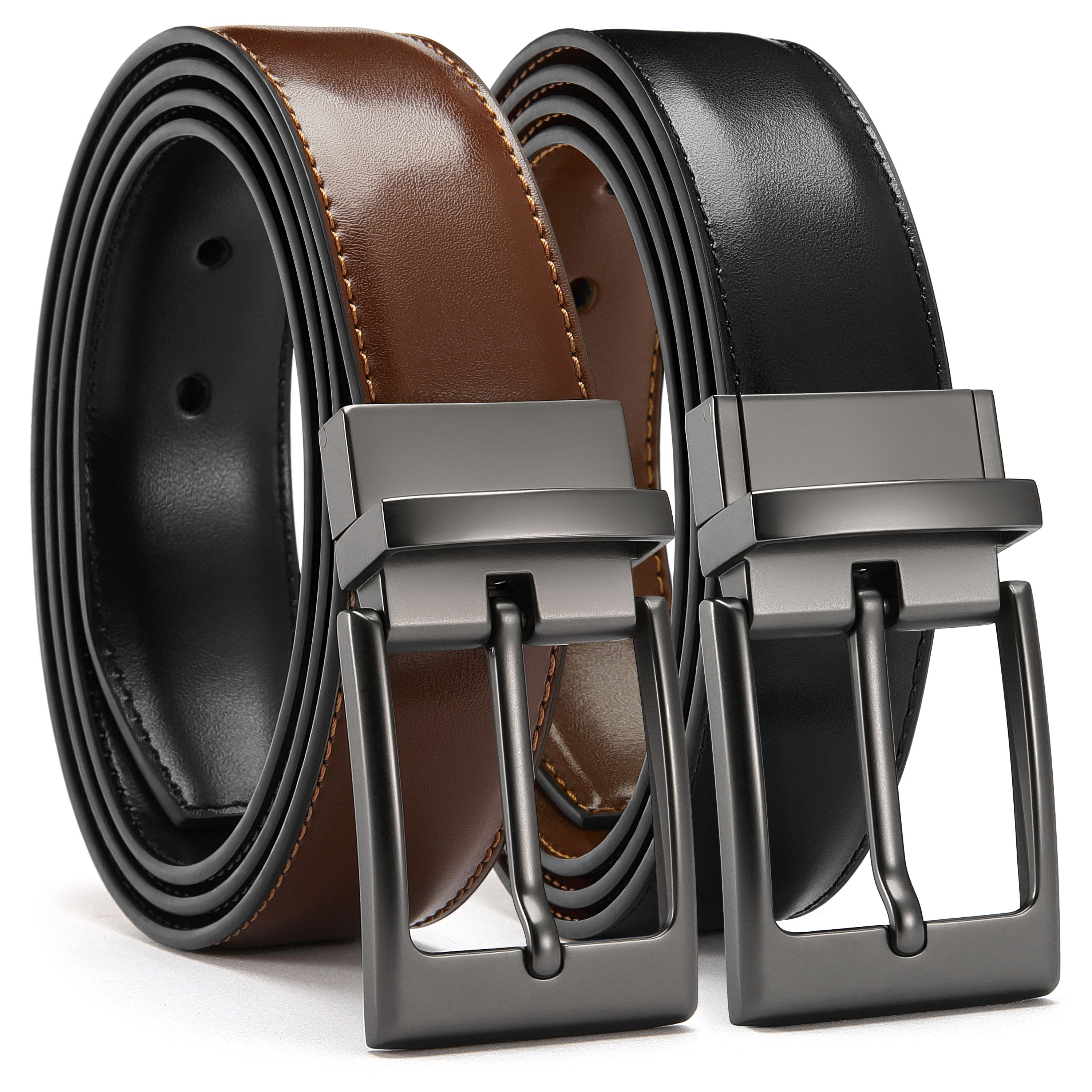 YOETEY Mens Belts Leather 1 Pack - 1.25" Reversible Belts for Men for Dress Pants