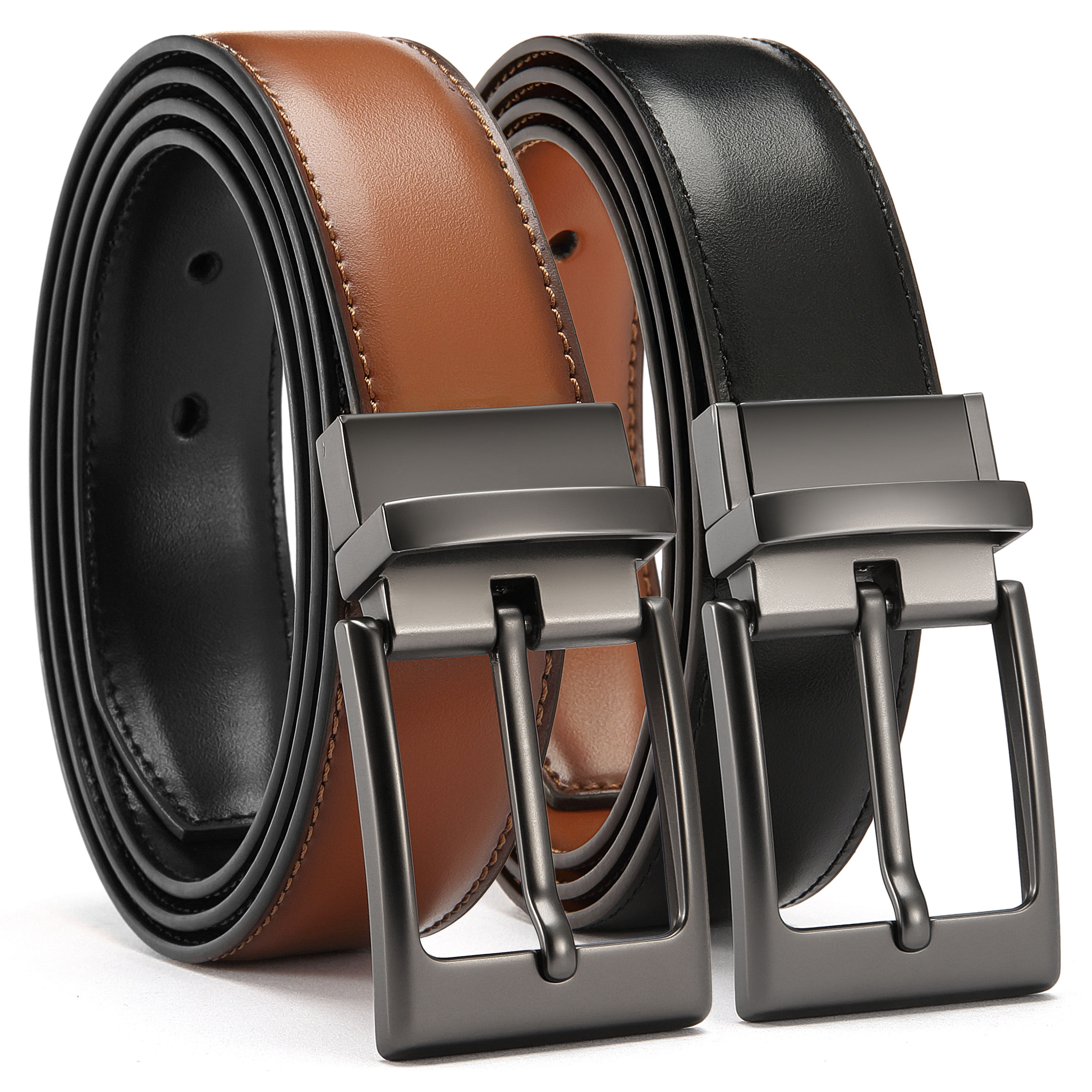 YOETEY Mens Belts Leather 1 Pack - 1.25" Reversible Belts for Men for Dress Pants